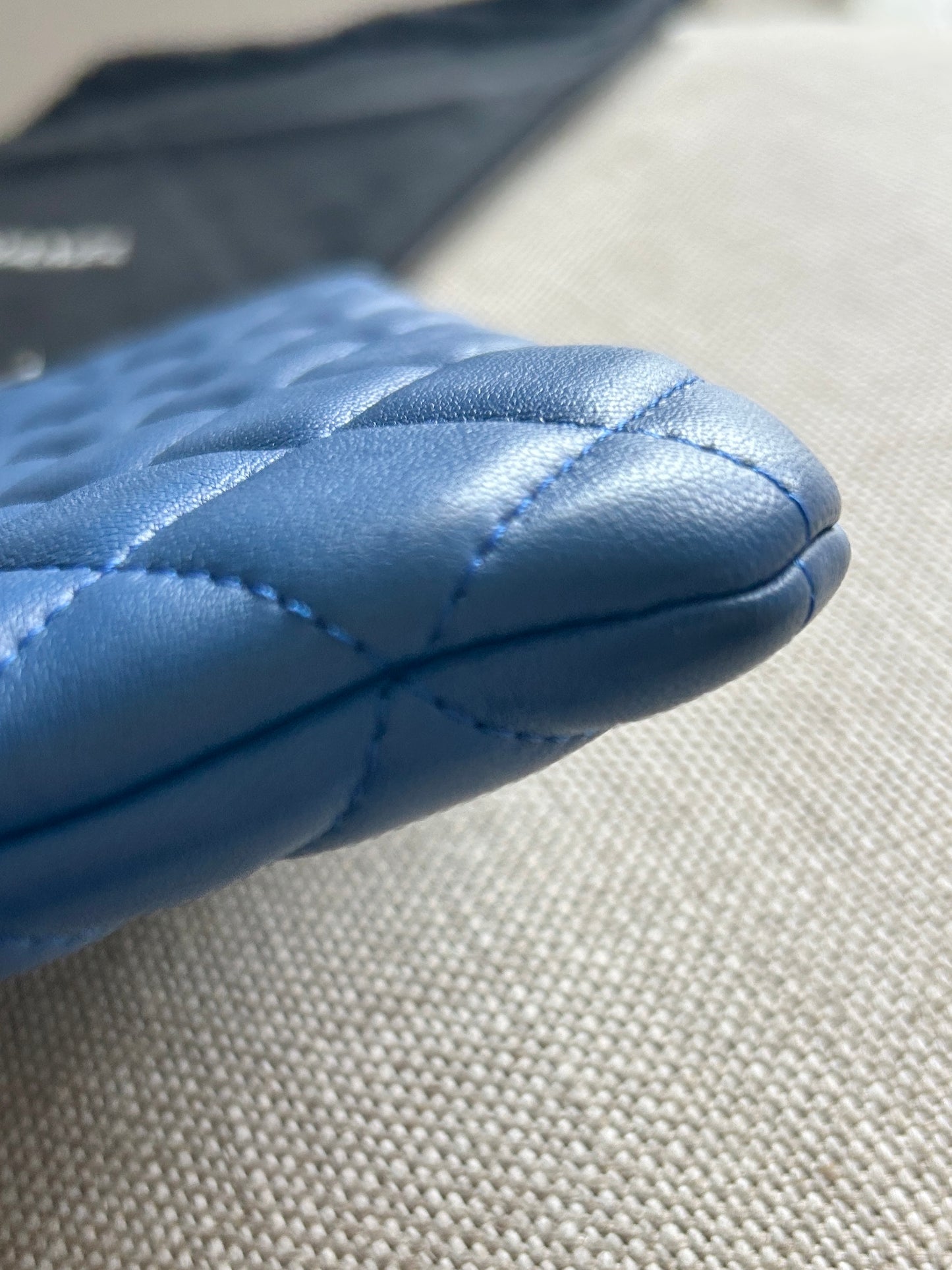 Chanel Lambskin Quilted Medium Clutch / Pouch Case Blue
