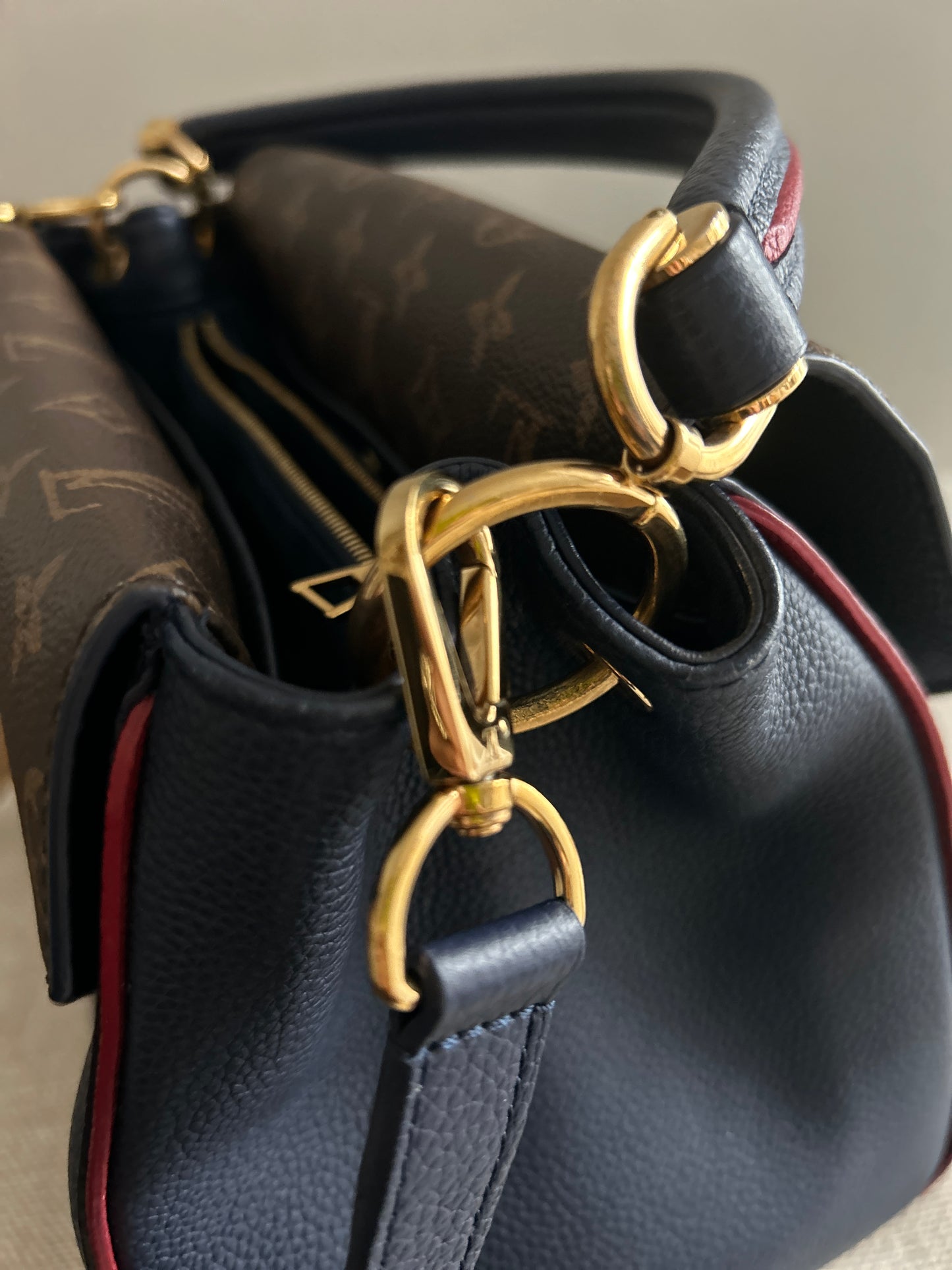 Louis Vuitton Monogram Leather Double V Crossbody Shoulder Bag