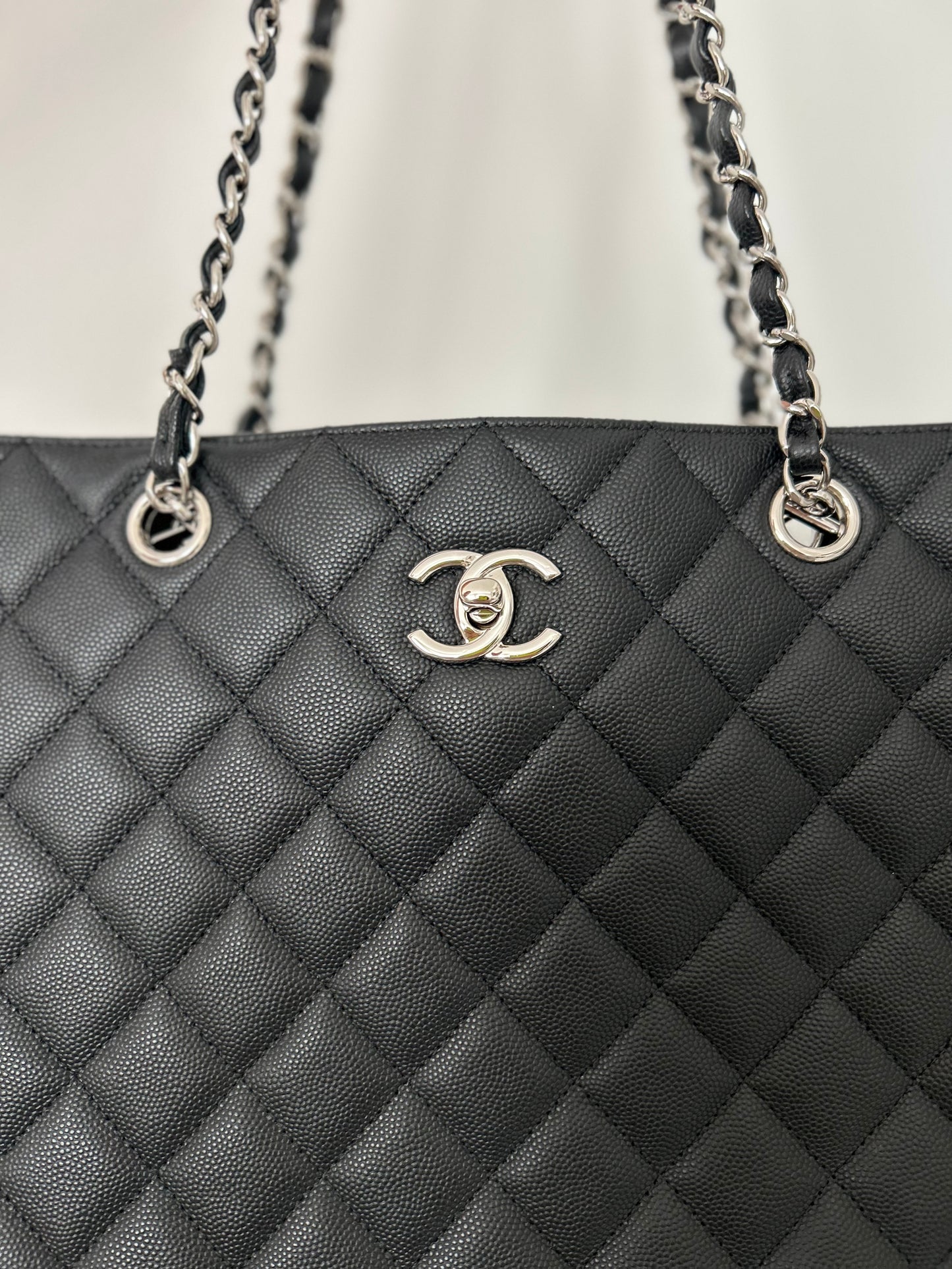 CHANEL BLACK CAVIAR CLASSIC CC LARGE TIMELESS TOTE BAG
