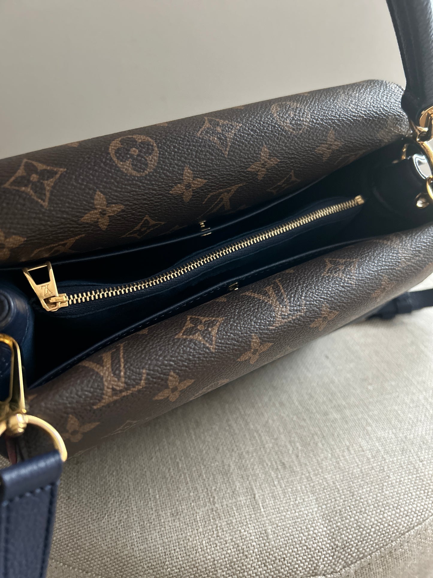 Louis Vuitton Monogram Leather Double V Crossbody Shoulder Bag