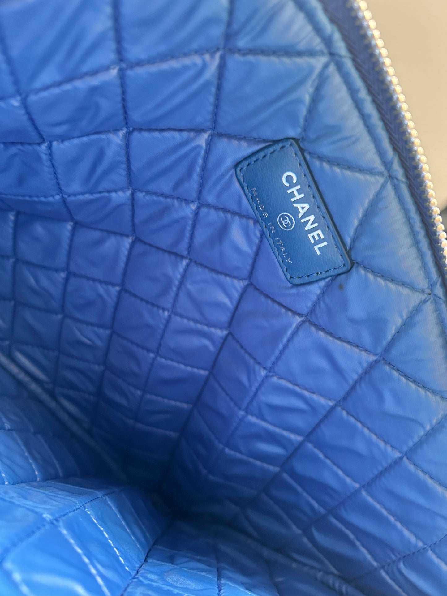 Chanel Lambskin Quilted Medium Clutch / Pouch Case Blue