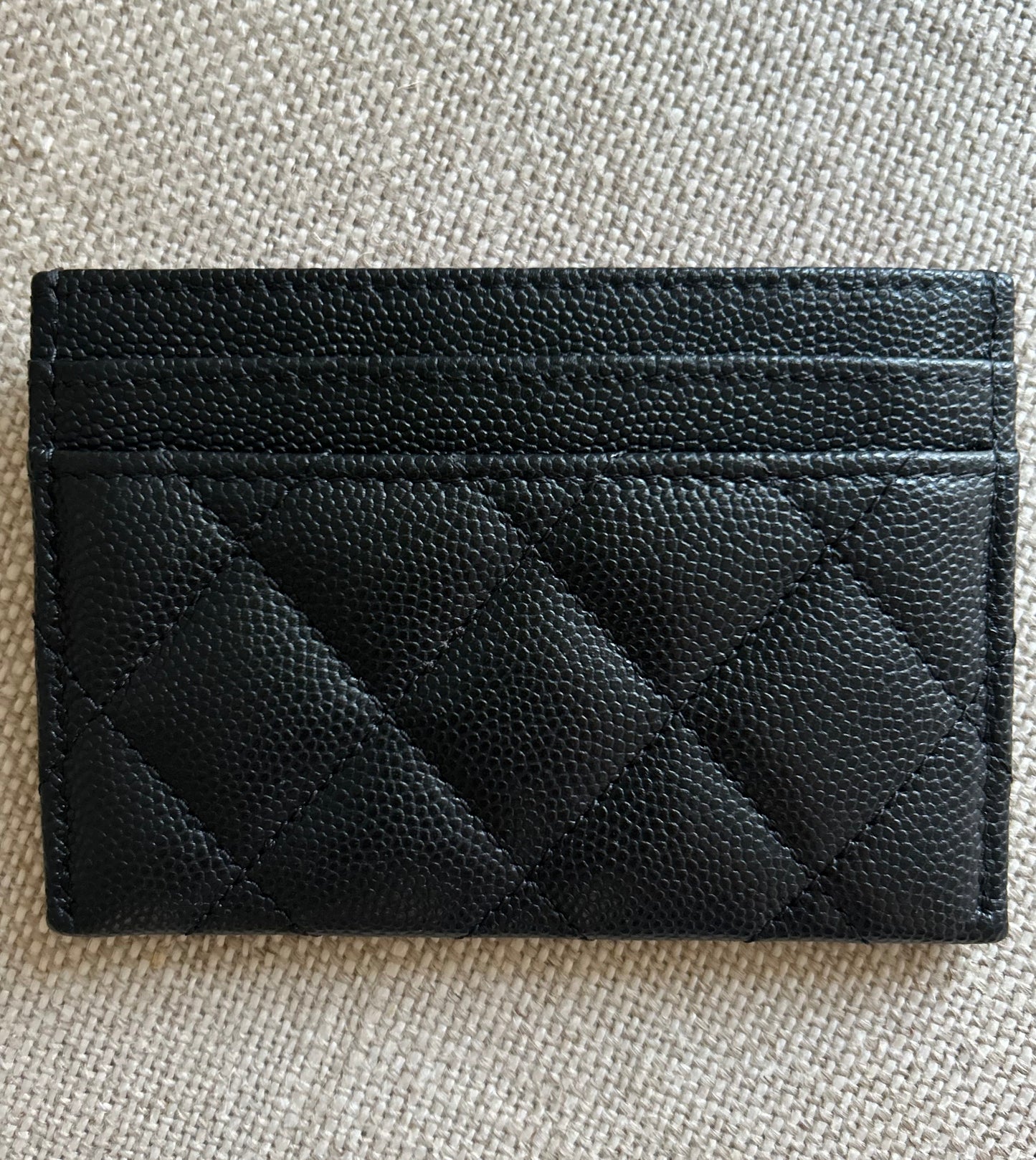 Chanel Caviar Card Holder with Champagne Color Hardware