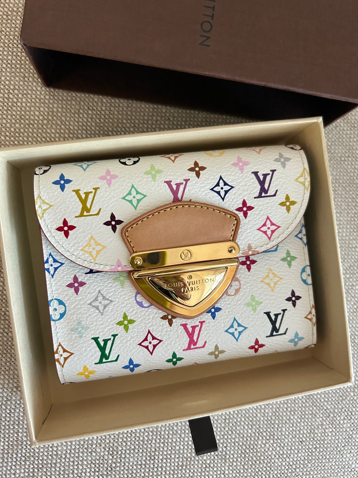 Louis Vuitton Takashi Murakami X Louis Vuitton White Monogram Multicolore Joey Wallet