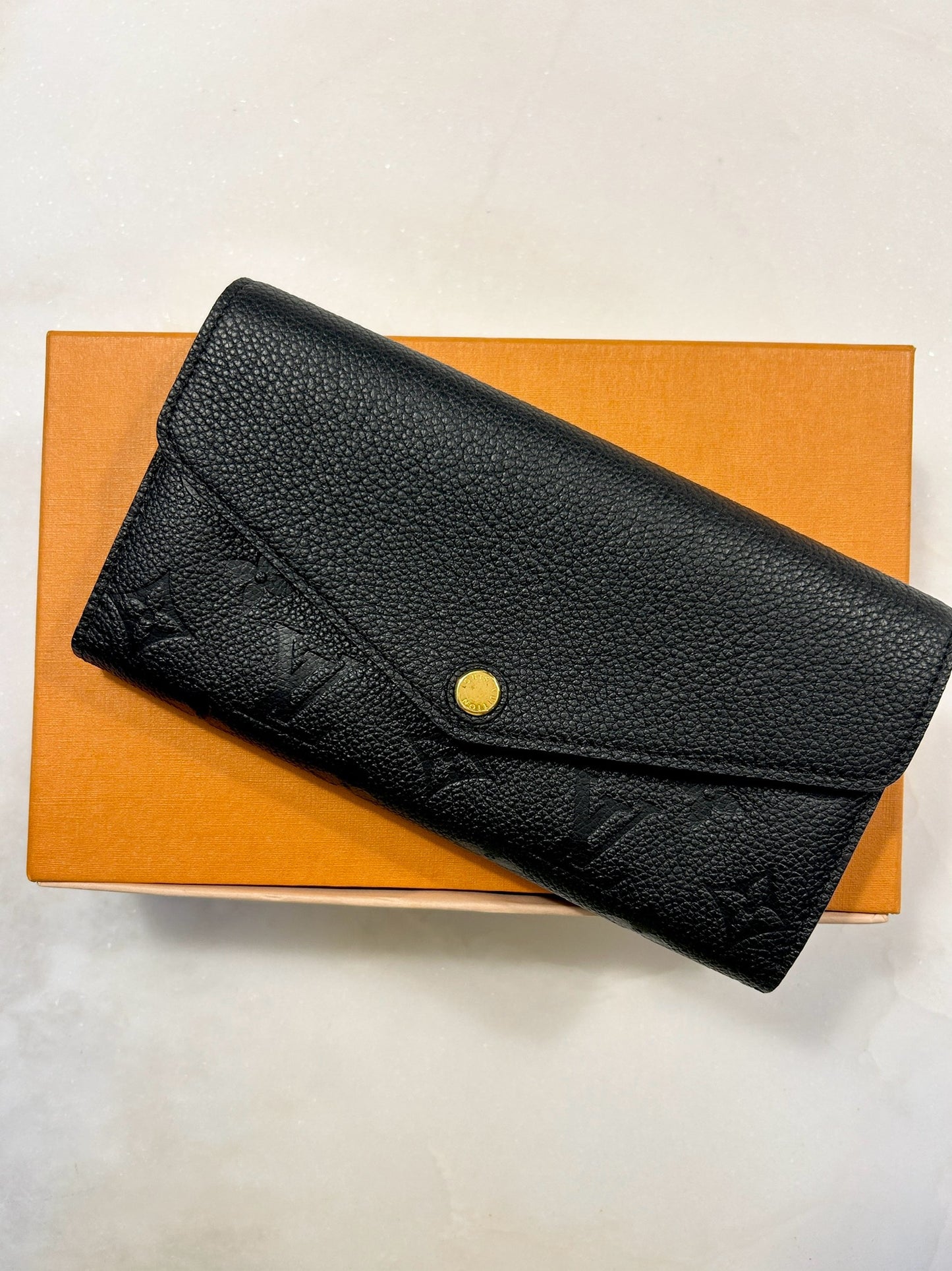 Louis Vuitton Monogram Empreinte Sarah Wallet- Black