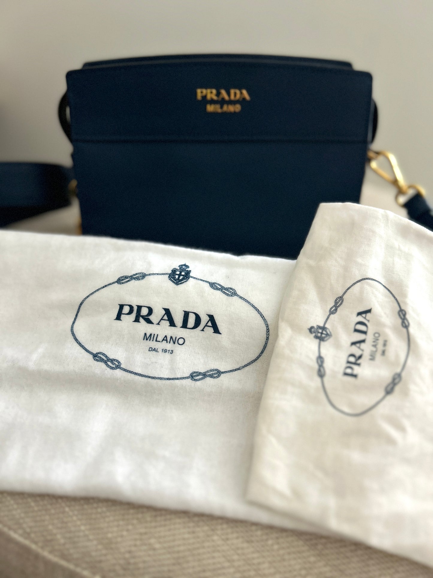 Prada Esplande Leather Handbag in Bluette