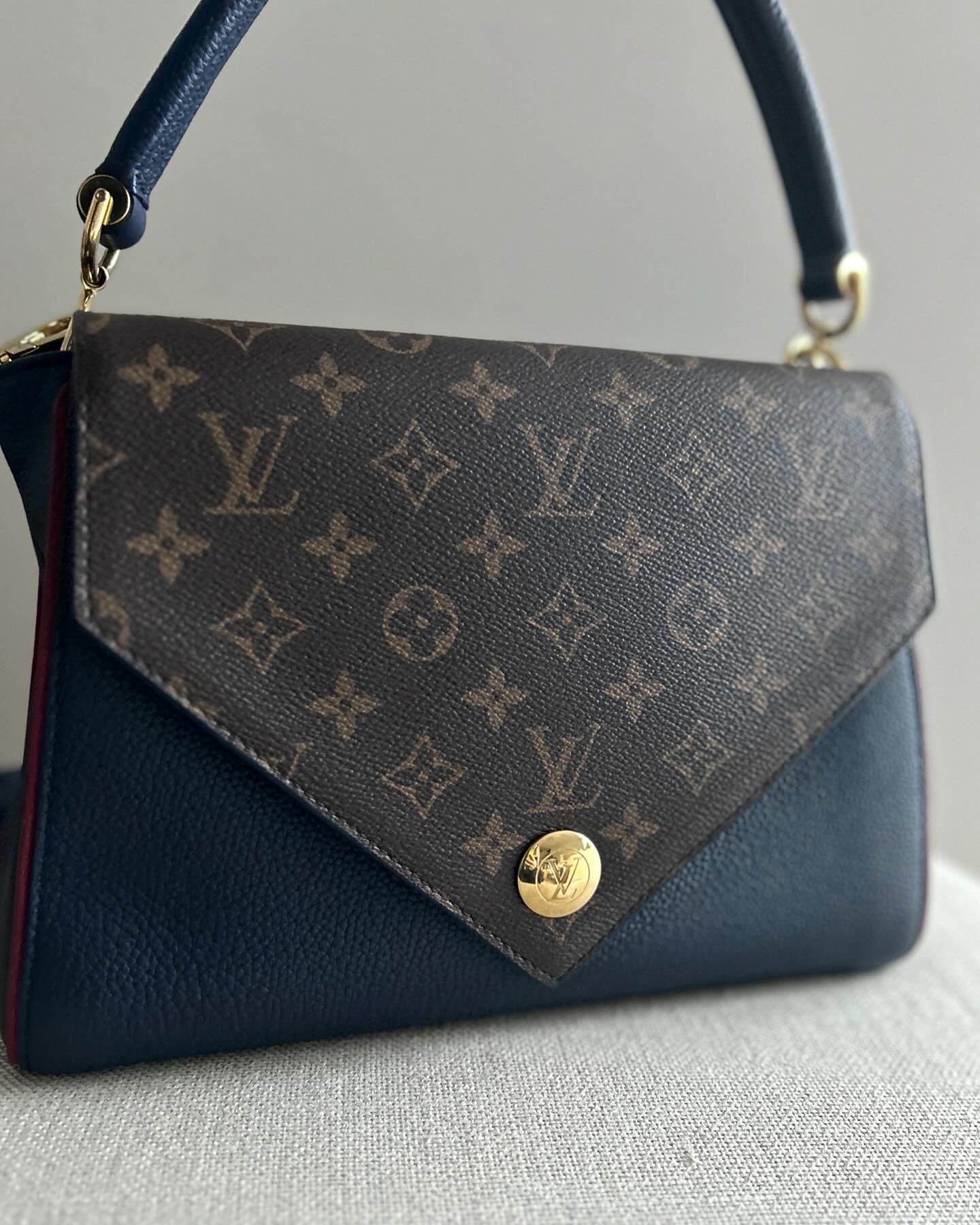 Louis Vuitton Monogram Leather Double V Crossbody Shoulder Bag