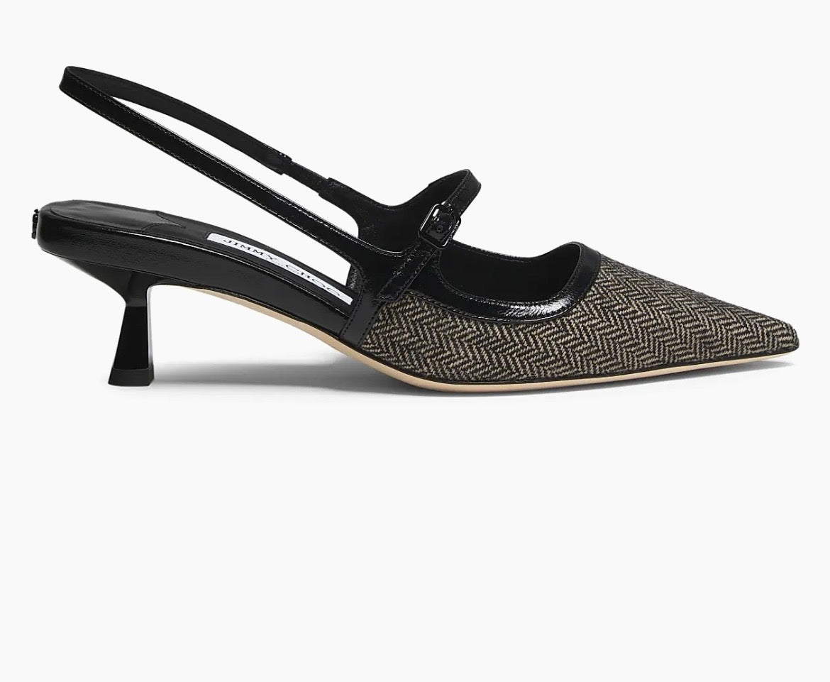 Jimmy Choo
Didi 45MM Herringbone Slingback Pumps -Brand New in Box Sz 38 1/2