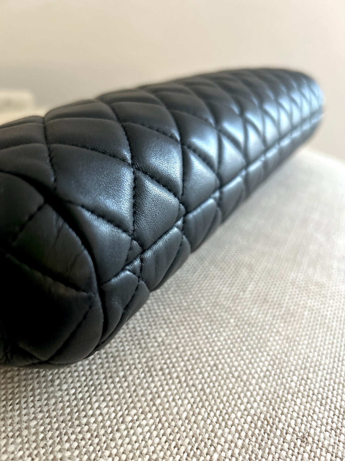 Chanel CC Quilted Clutch in Black Lambskin