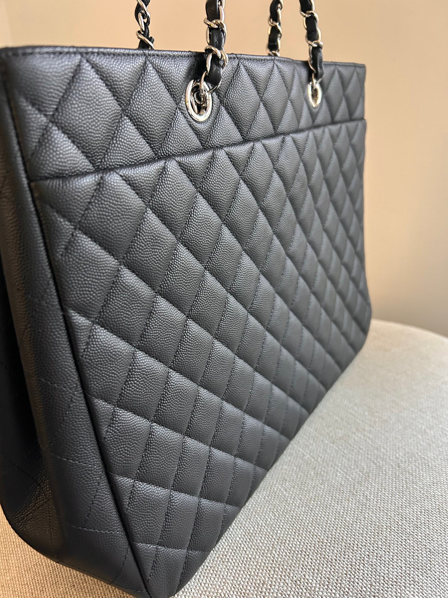 CHANEL BLACK CAVIAR CLASSIC CC LARGE TIMELESS TOTE BAG
