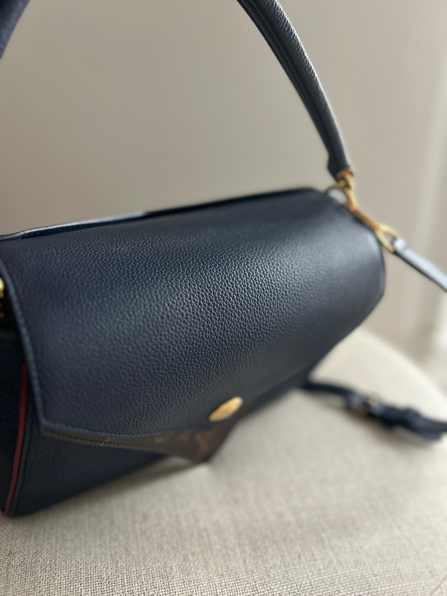 Louis Vuitton Monogram Leather Double V Crossbody Shoulder Bag