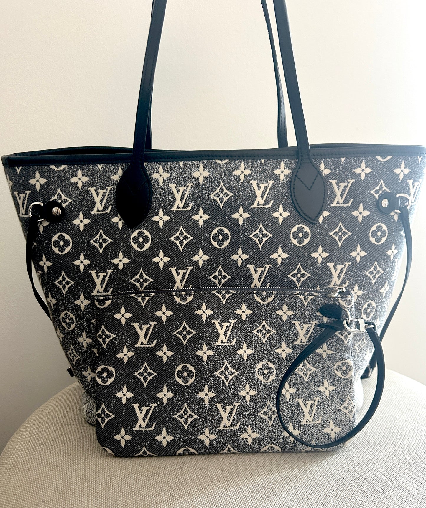 Louis Vuitton Denim Monogram Jacquard Neverfull MM Grey/Black