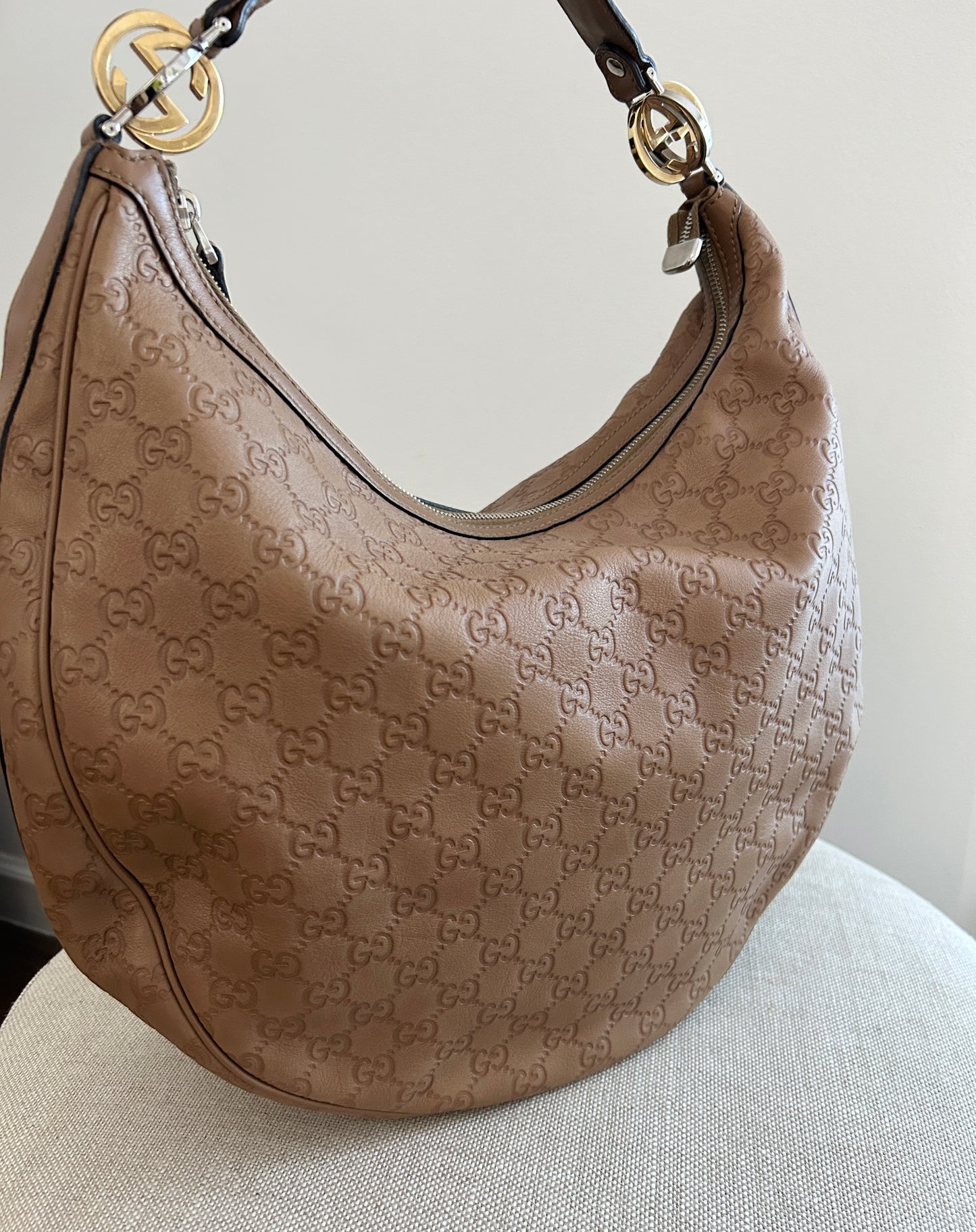 Gucci Brown Guccissimma Leather Twins Hobo