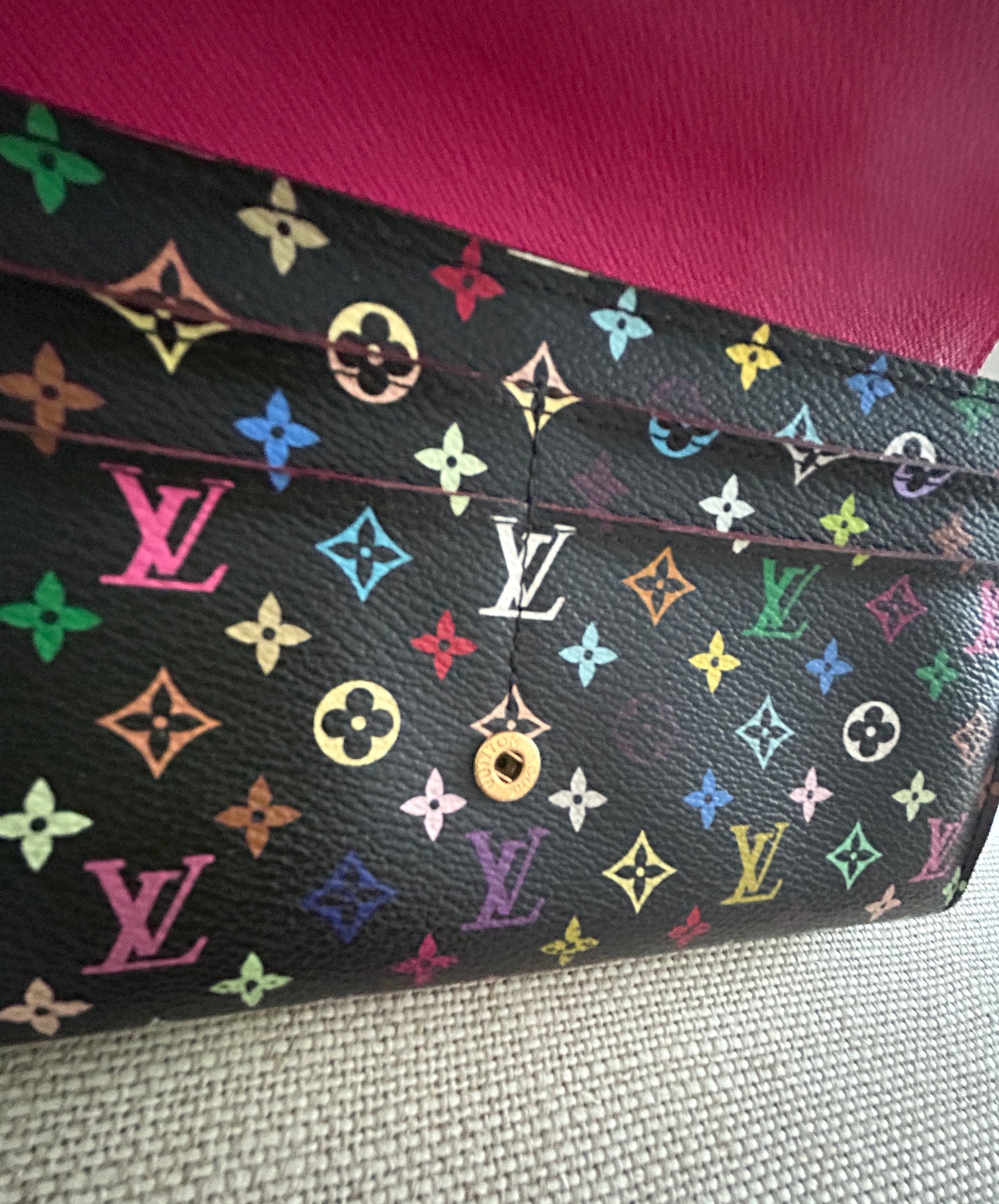 Louis Vuitton Takashi Murakami Sarah Wallet Black Multicolored