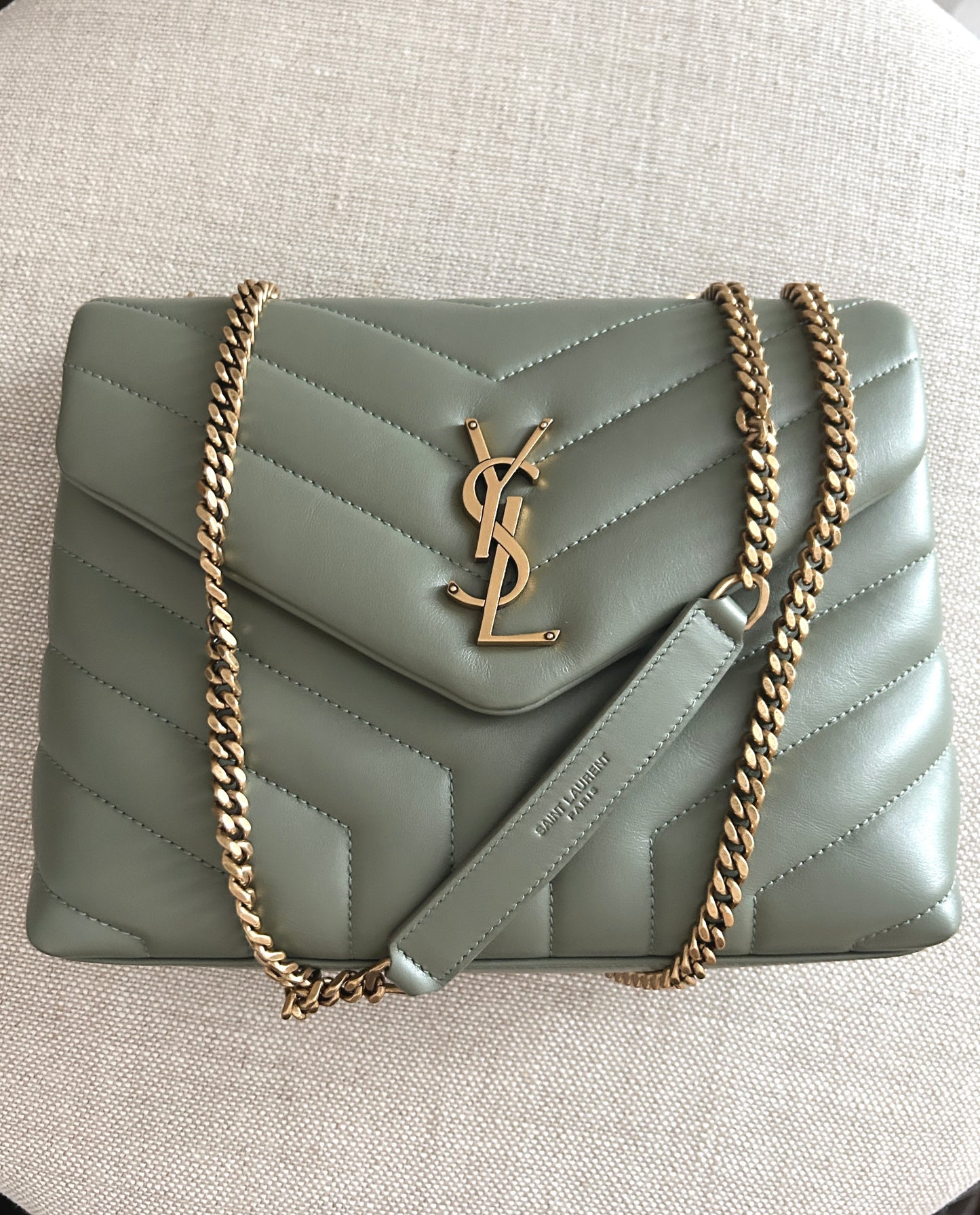 YSL - Saint Laurent Lou Lou Small in Quilted Leather - Sage