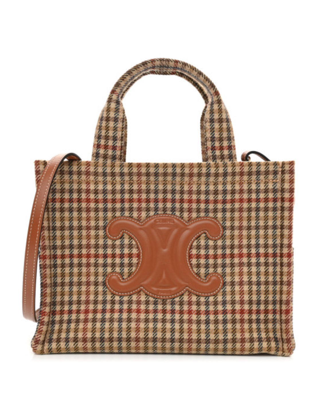 Tweed Calfskin Triomphe Small Cabas Thais Multicolor