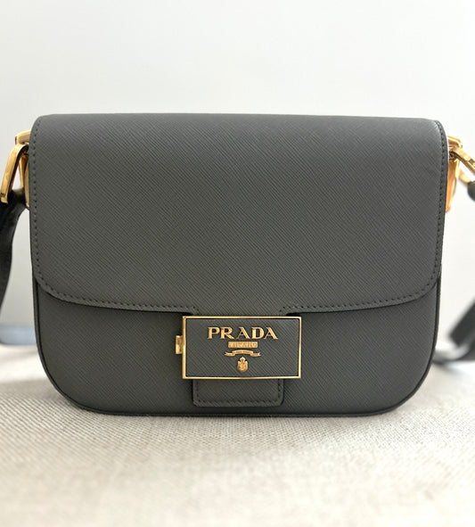 Prada Saffiano Embleme Shoulder Bag