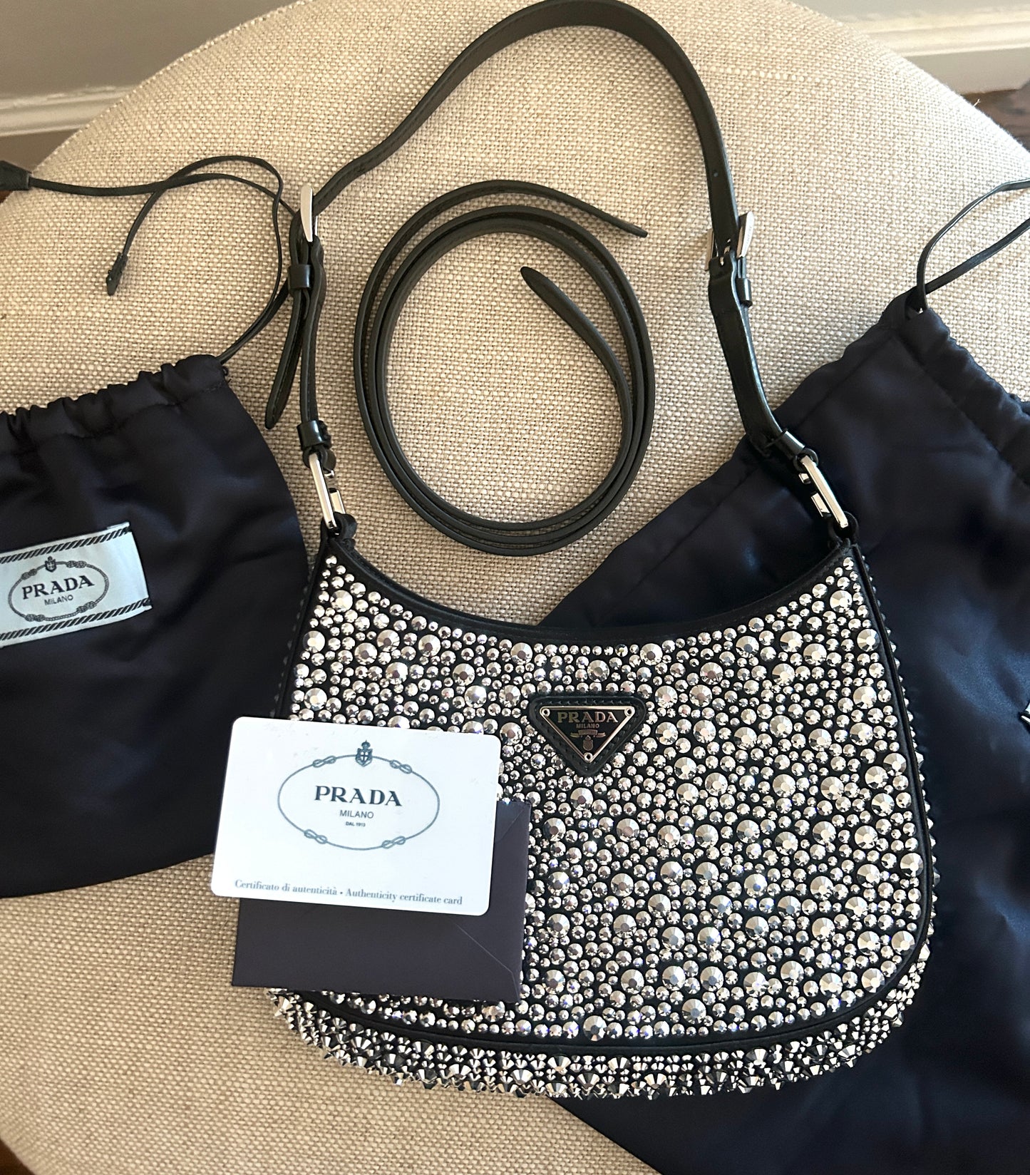 Prada Cleo Satin Bag With Crystals