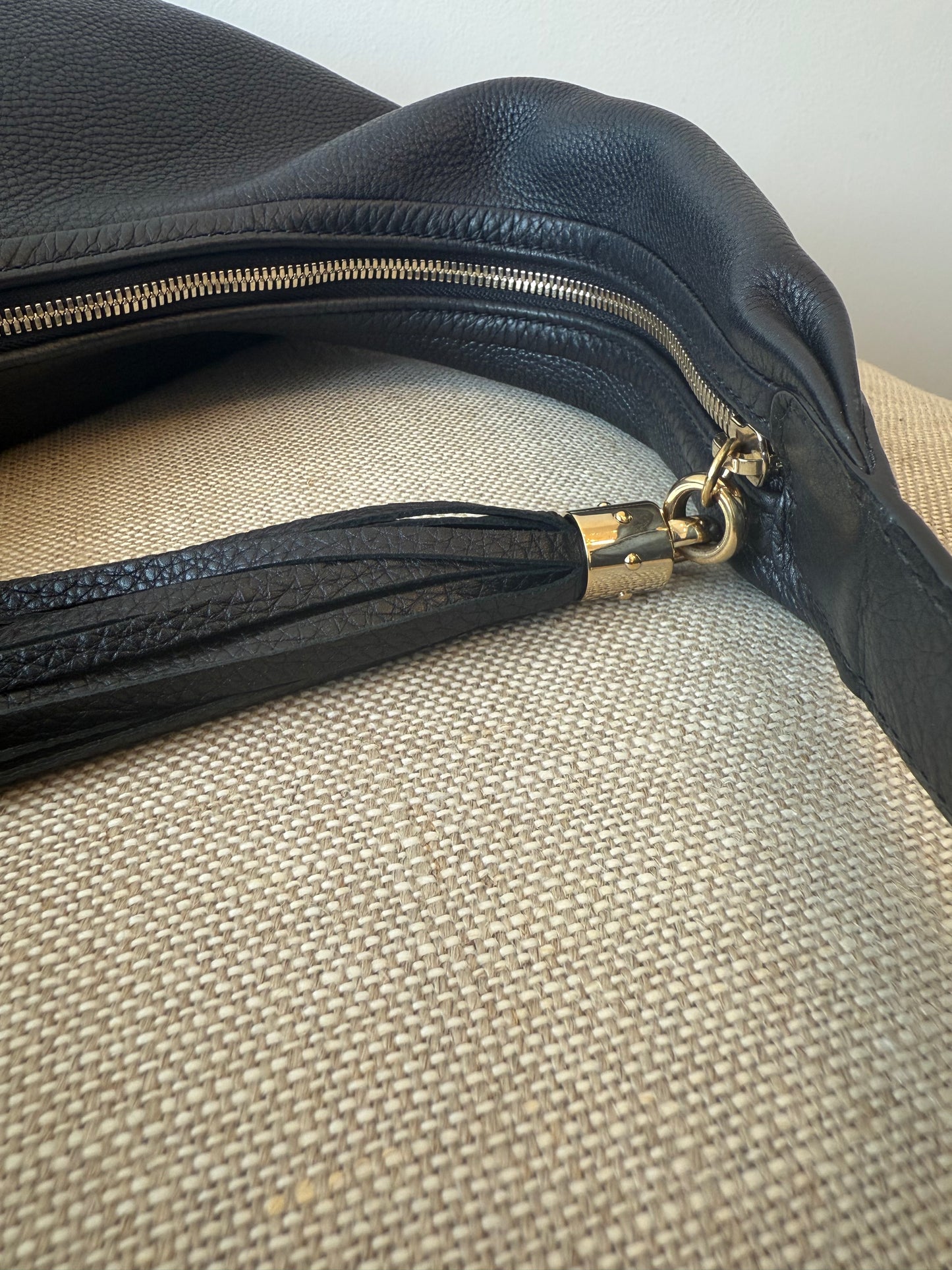 Gucci  Black Pebbled Leather Soho Hobo Bag