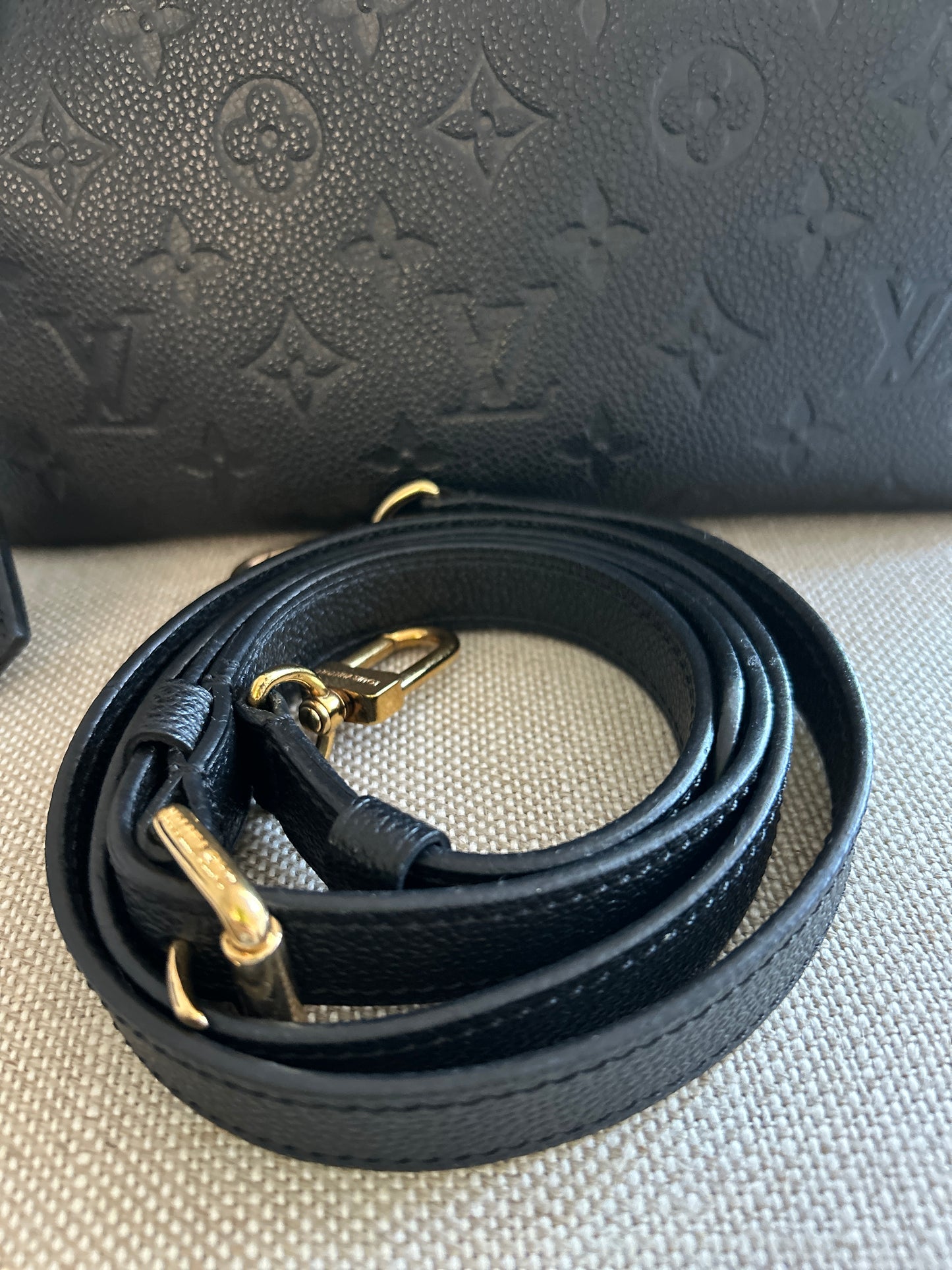 Louis Vuitton Black Monogram Empreinte Leather Speedy Bandouliere 25