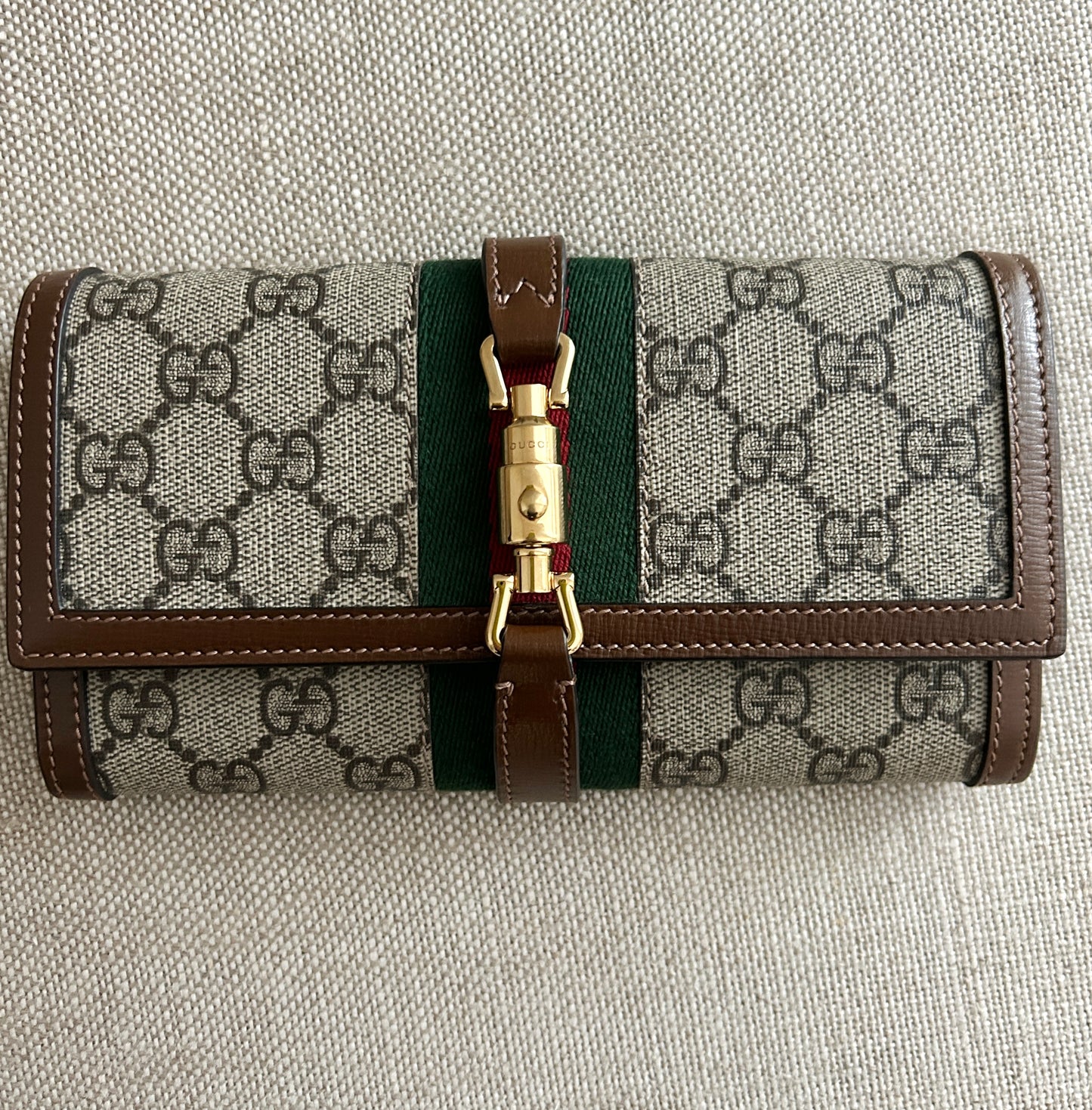 Gucci Jackie 1961 Continental Chain Wallet GG Coated Canvas