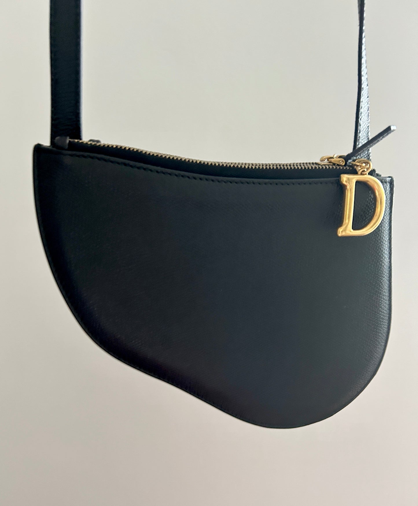 Dior Black Leather Saddle Triple Zip Crossbody Bag -Black