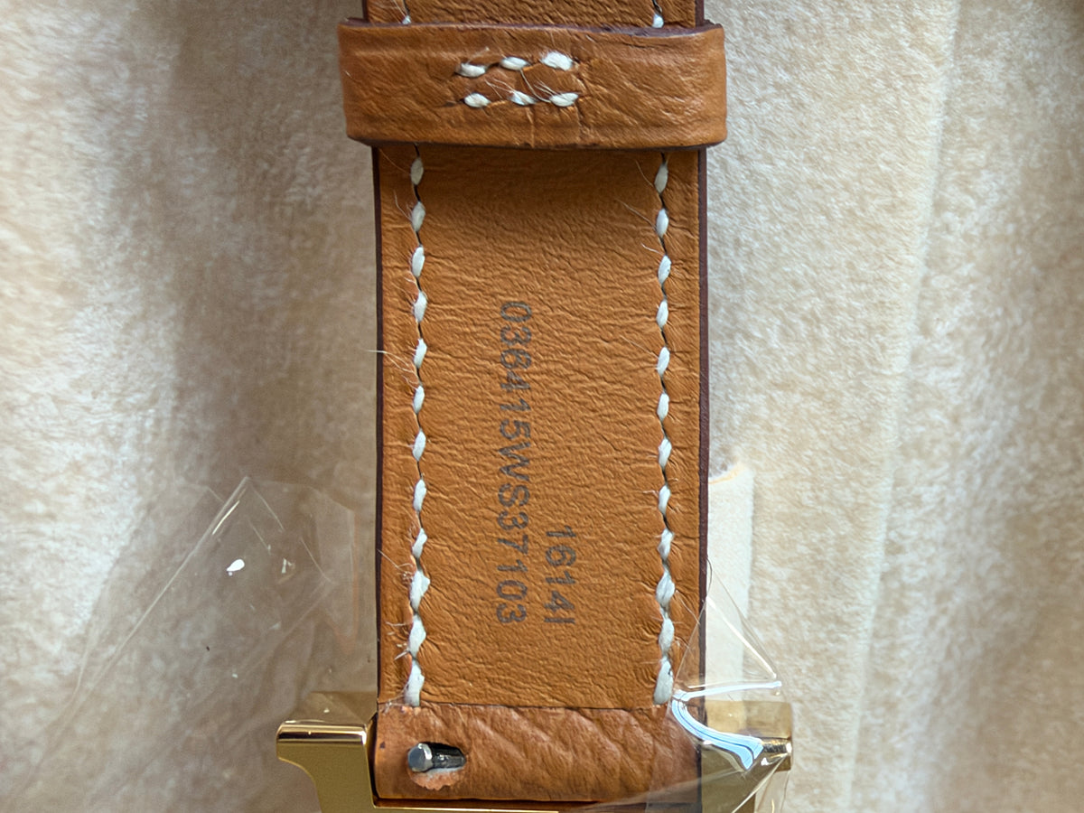 Hermès Heure H Watch Brown Epsom Leather Gold HH1.201 Ladies 21mm Original Box, Factory Film  - Unworn / Authentic (retail $4,250.00)
