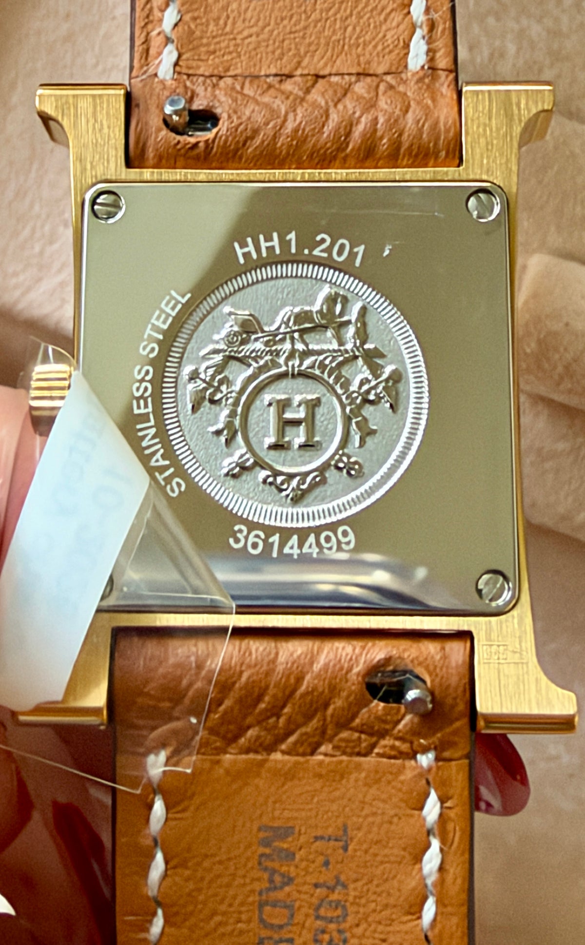 Hermès Heure H Watch Brown Epsom Leather Gold HH1.201 Ladies 21mm Original Box, Factory Film  - Unworn / Authentic (retail $4,250.00)