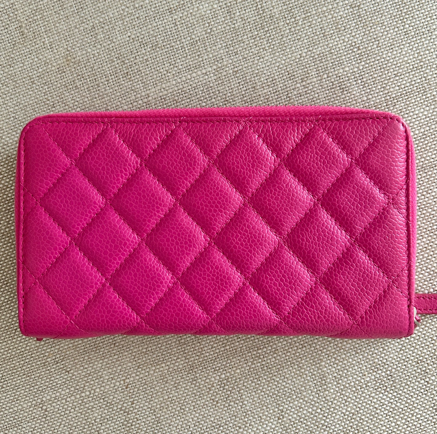 Chanel Caviar “Three” Zip Long Wallet - Pink