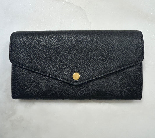 Louis Vuitton Monogram Empreinte Sarah Wallet- Black