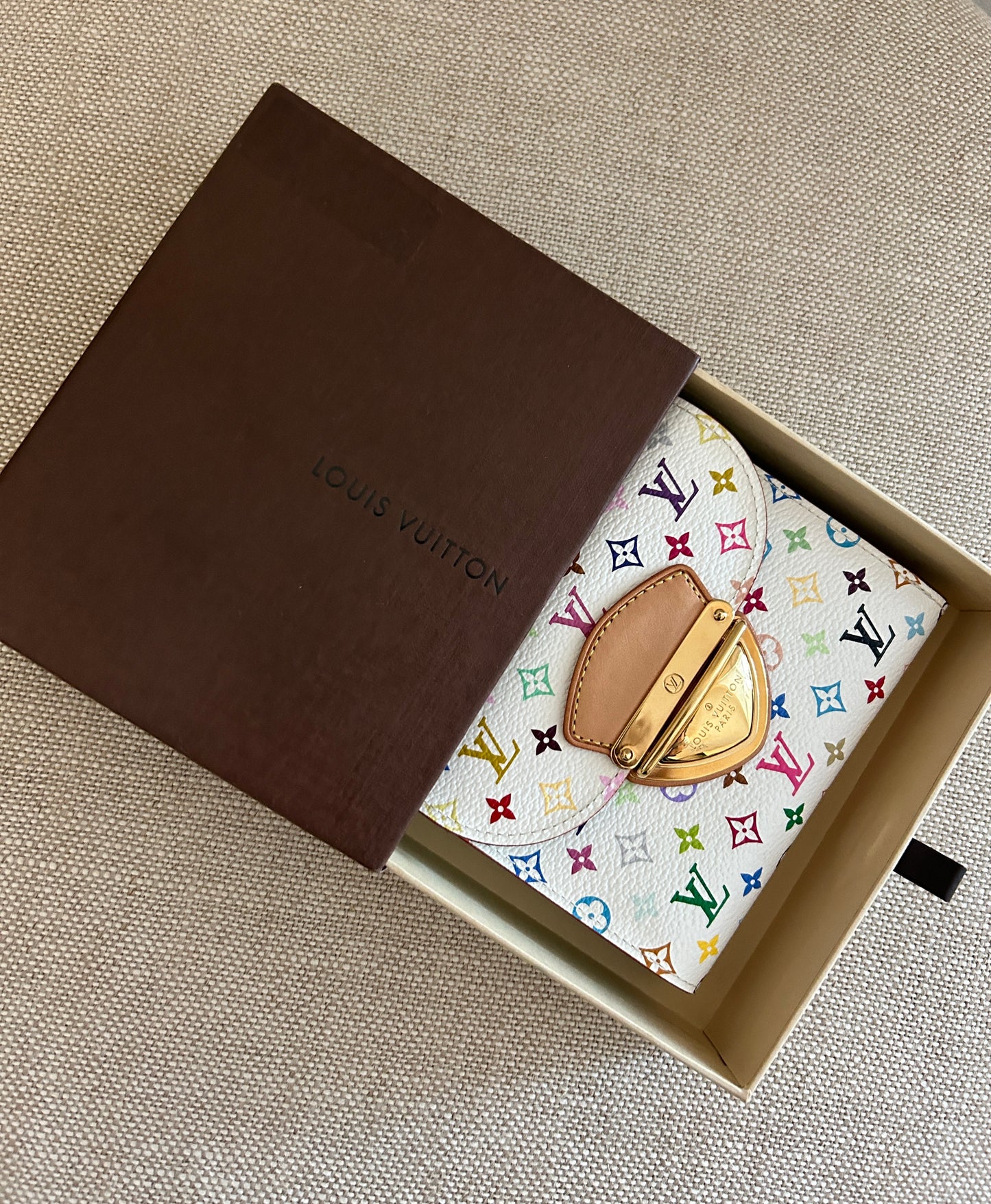 Louis Vuitton Takashi Murakami X Louis Vuitton White Monogram Multicolore Joey Wallet