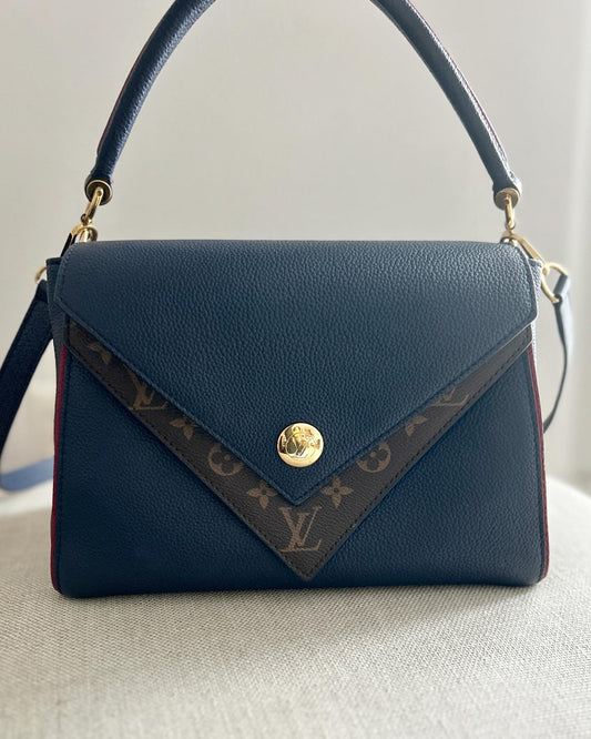 Louis Vuitton Monogram Leather Double V Crossbody Shoulder Bag