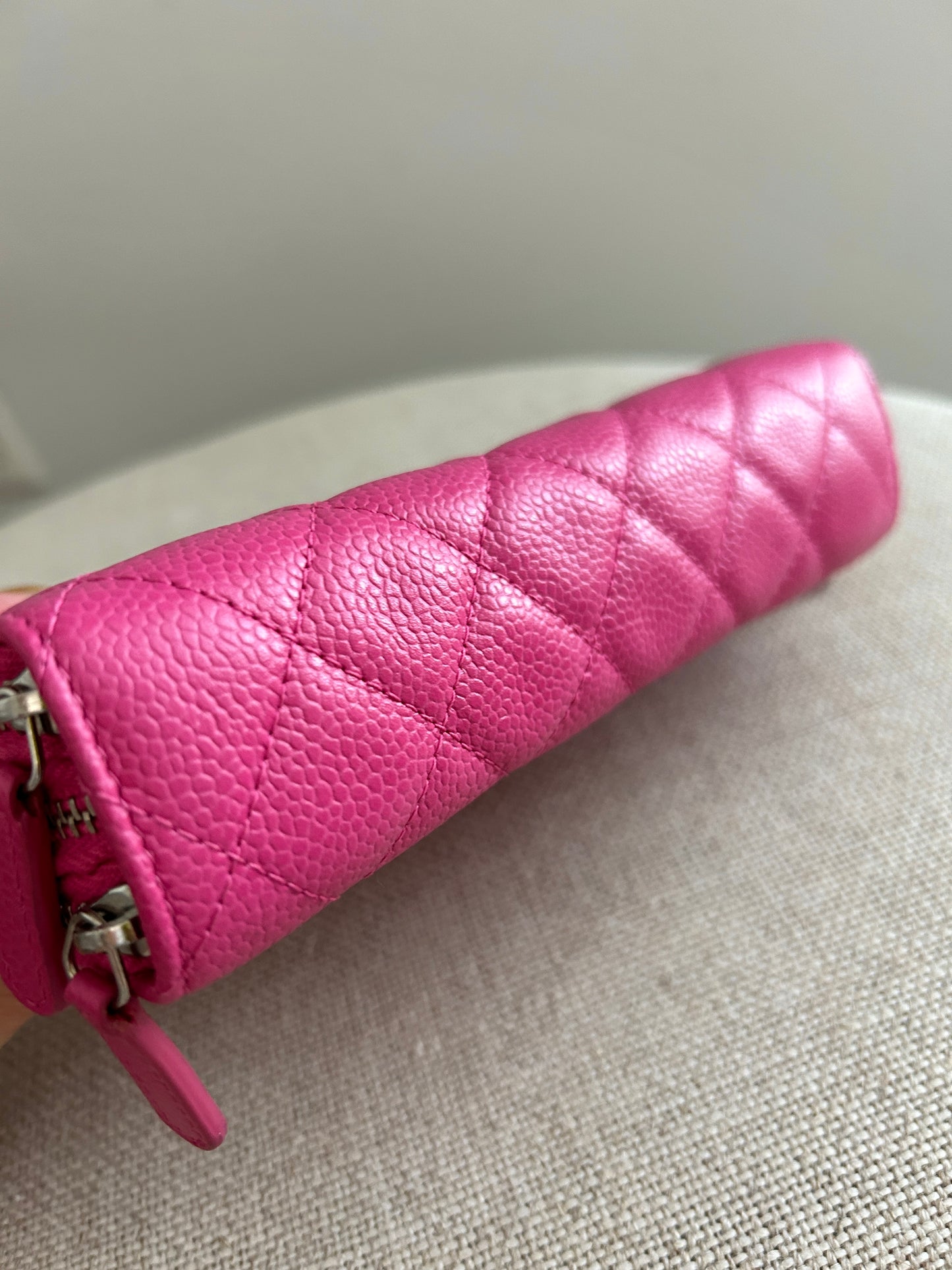 Chanel Caviar “Three” Zip Long Wallet - Pink