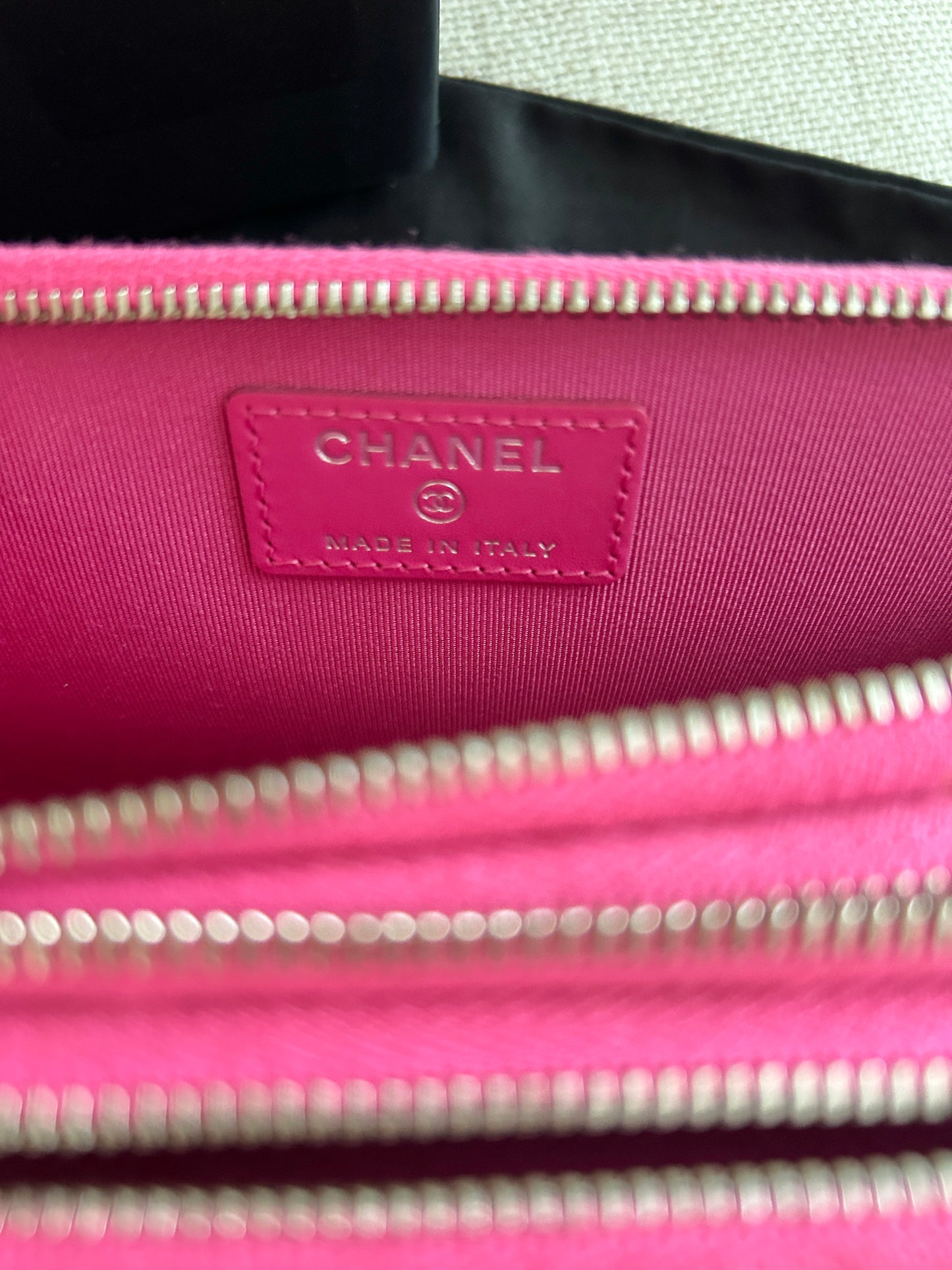 Chanel Caviar “Three” Zip Long Wallet - Pink