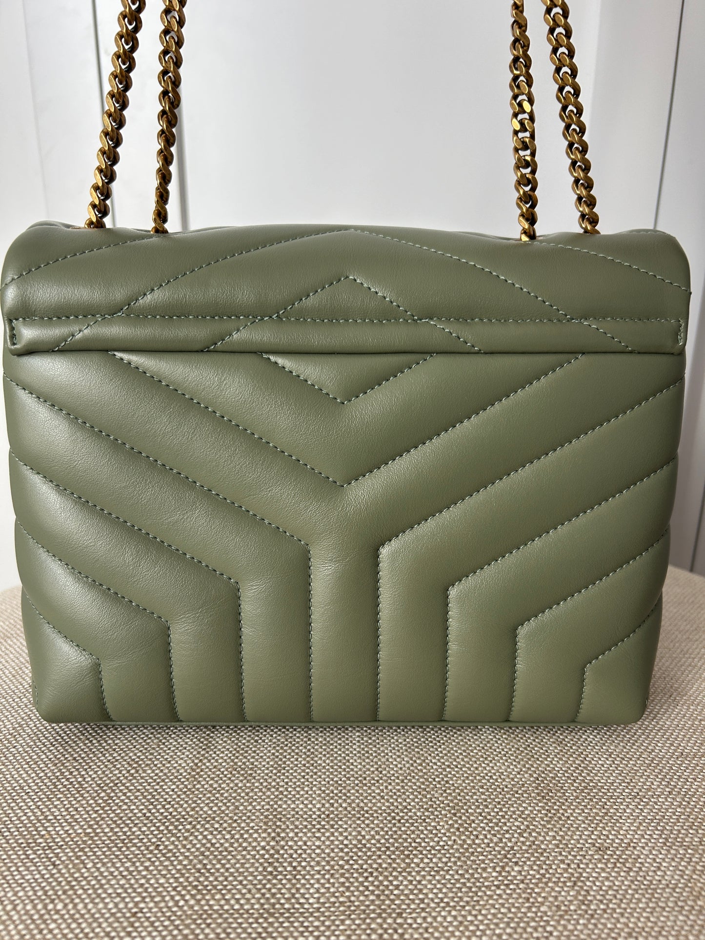 YSL - Saint Laurent Lou Lou Small in Quilted Leather - Sage