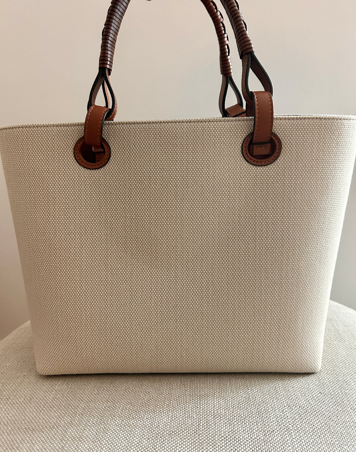 Loewe Small Anagram Canvas Tote Ecru - Tan