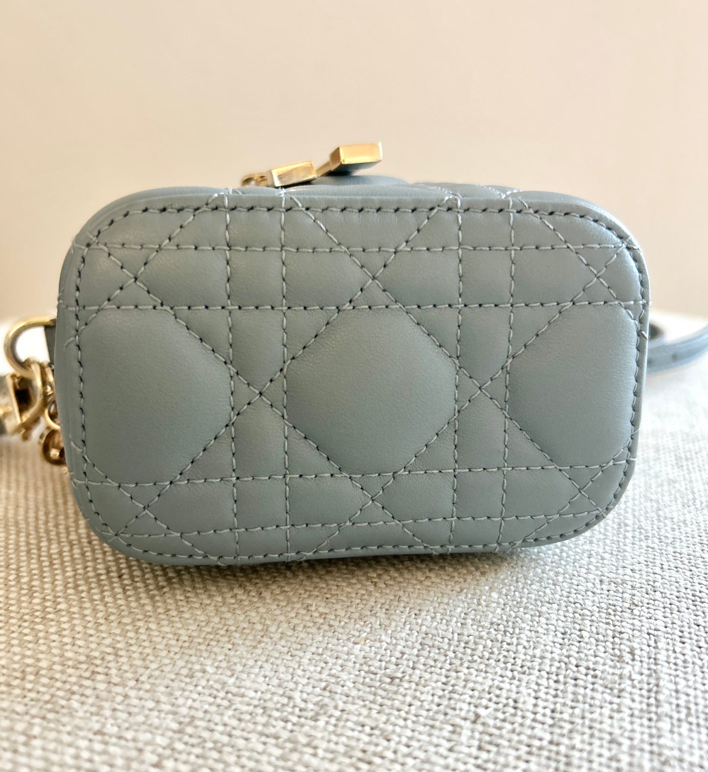 Christian Dior Micro Vanity in Cannage Lambskin (gray/blue)