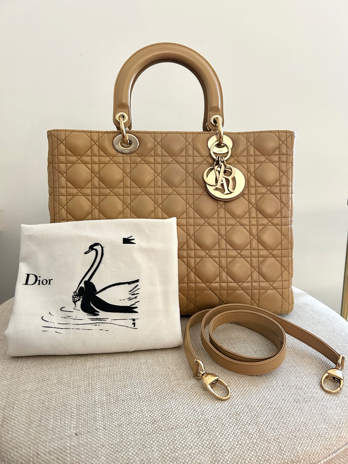 Lady Dior Tote Large in Medium Tan