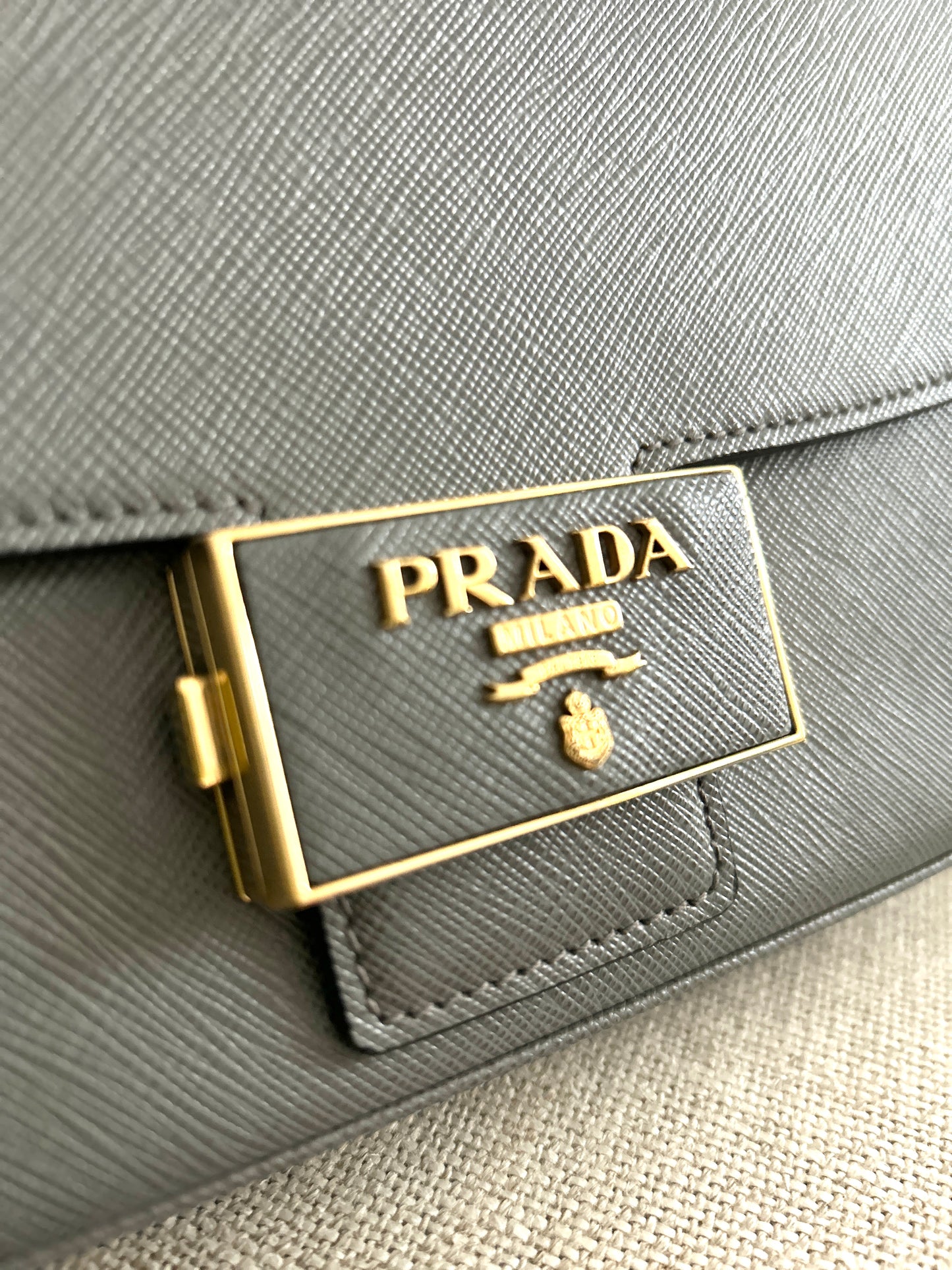 Prada Saffiano Embleme Shoulder Bag