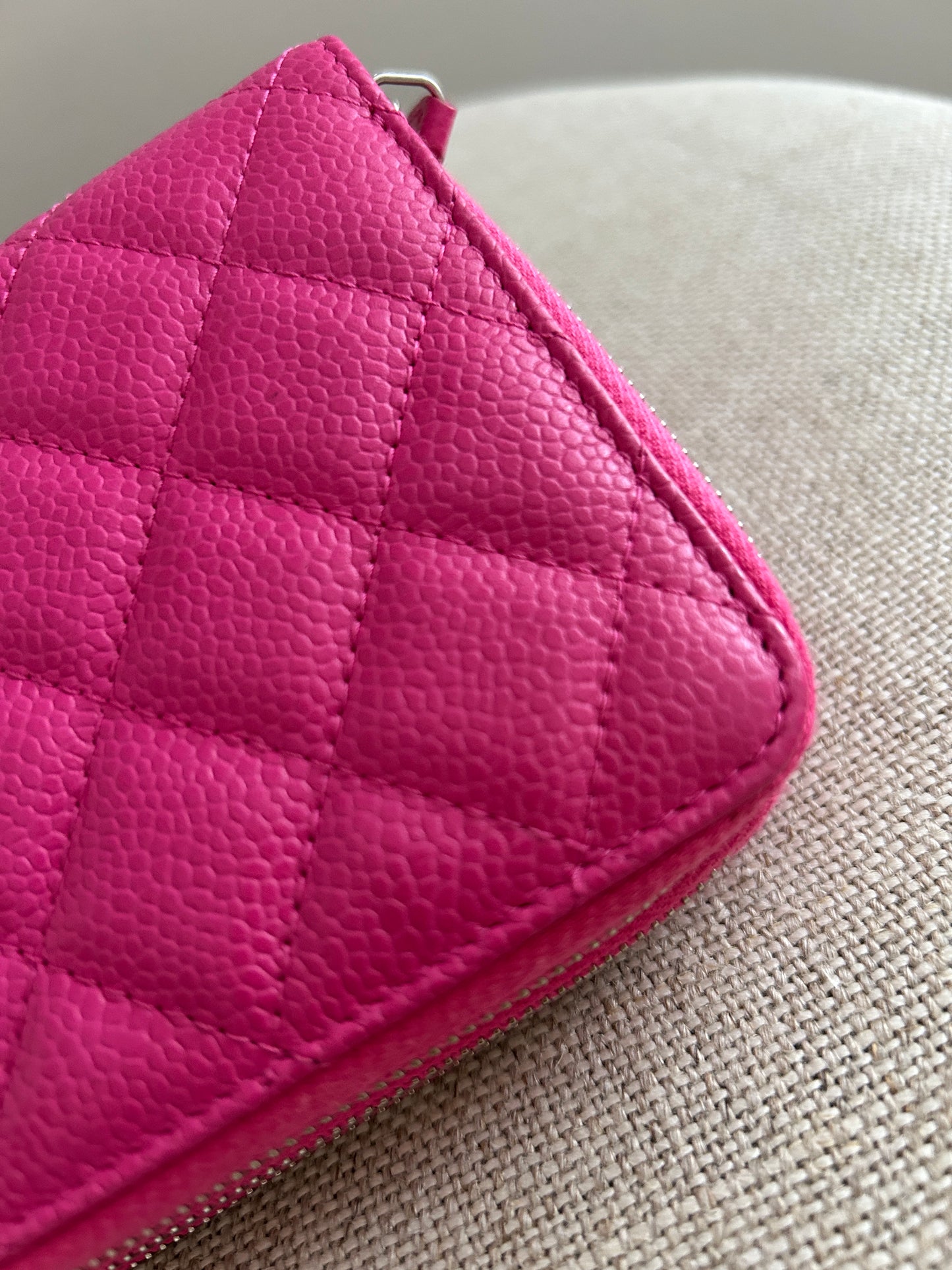 Chanel Caviar “Three” Zip Long Wallet - Pink