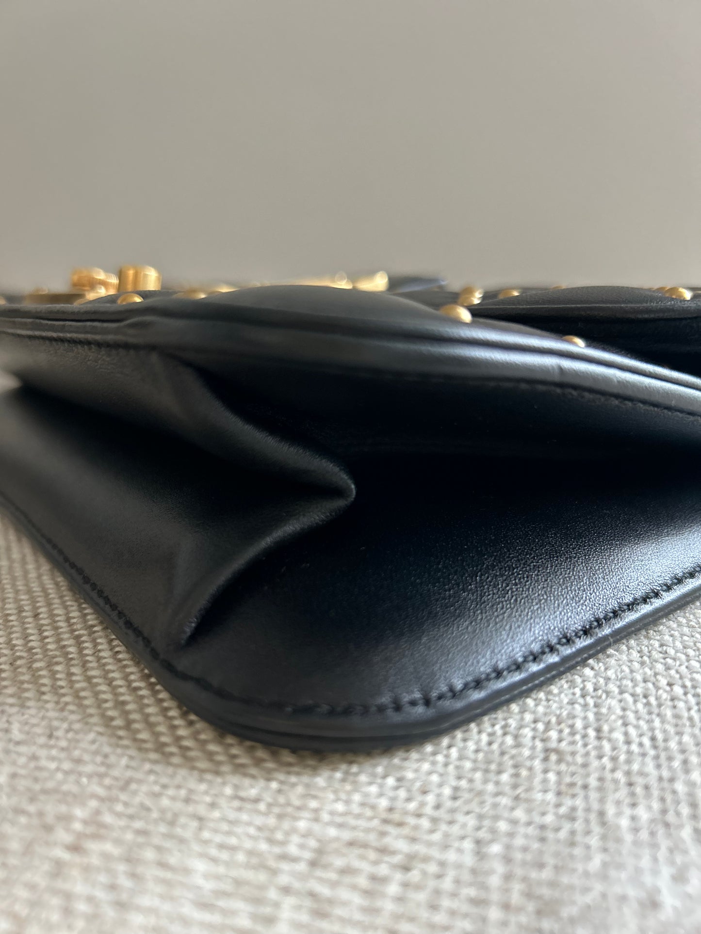 ChristianDior Addict Mini Flap Black Studded Shoulder Bag