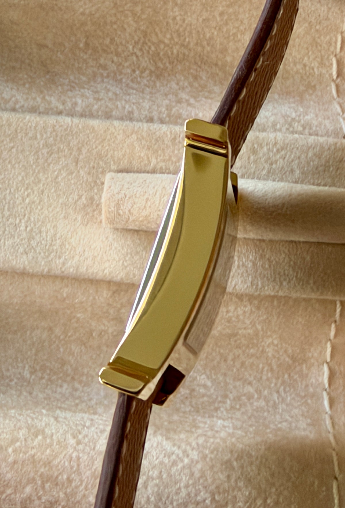 Hermès Heure H Watch Brown Epsom Leather Gold HH1.201 Ladies 21mm Original Box, Factory Film  - Unworn / Authentic (retail $4,250.00)