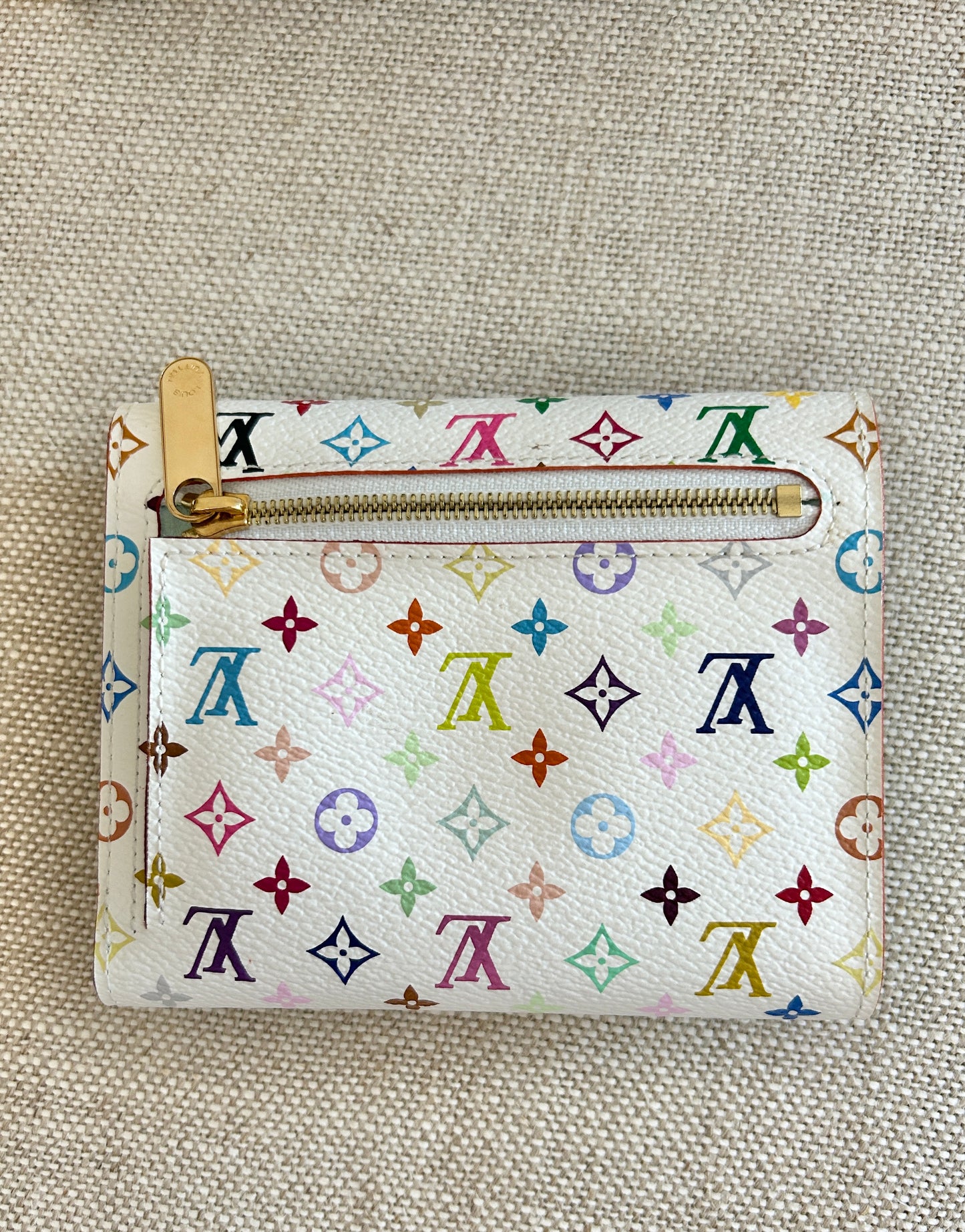 Louis Vuitton Takashi Murakami X Louis Vuitton White Monogram Multicolore Joey Wallet