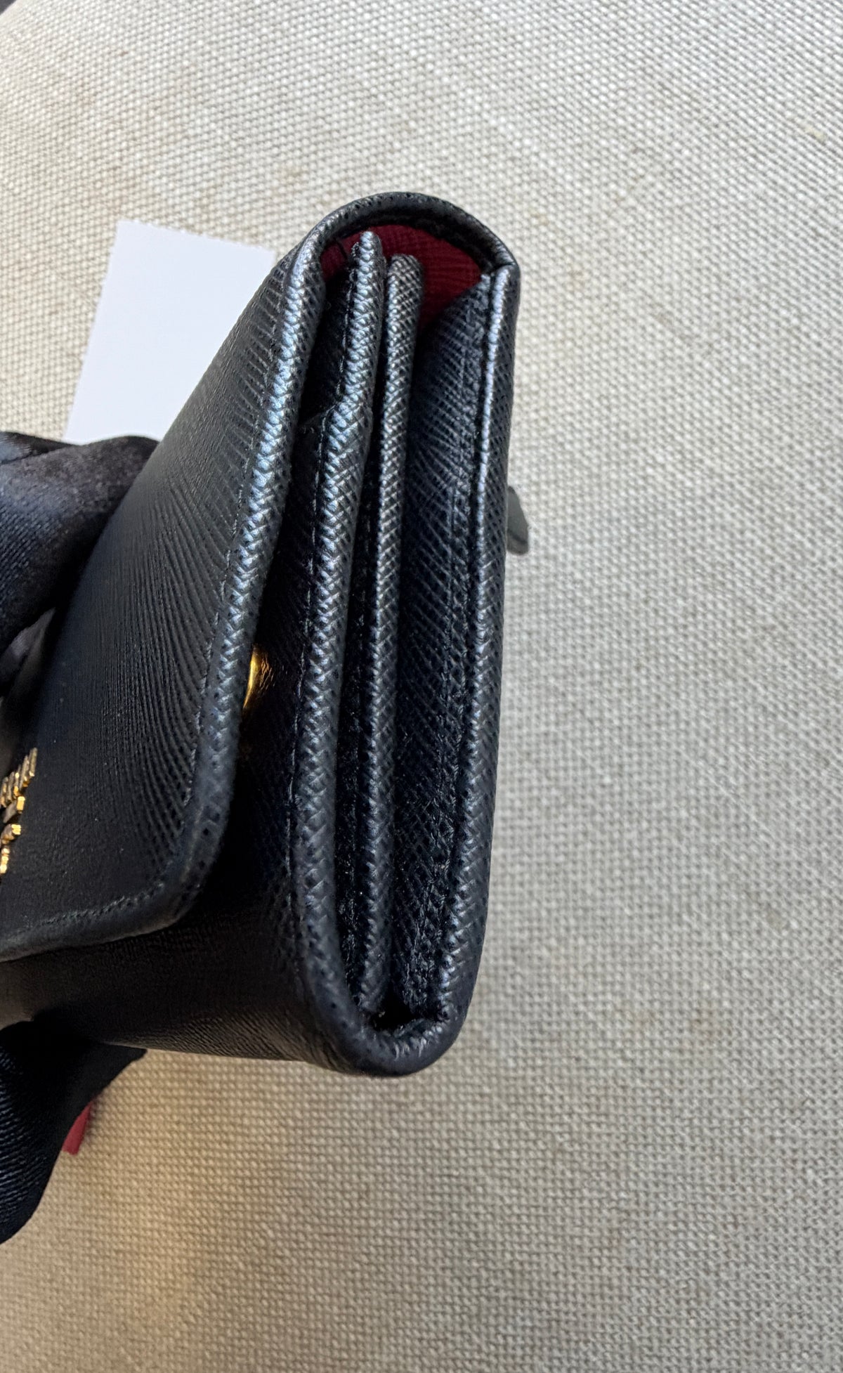 Prada Saffiano Leather Continental Wallet Black + Detachable ID Holder. With original box