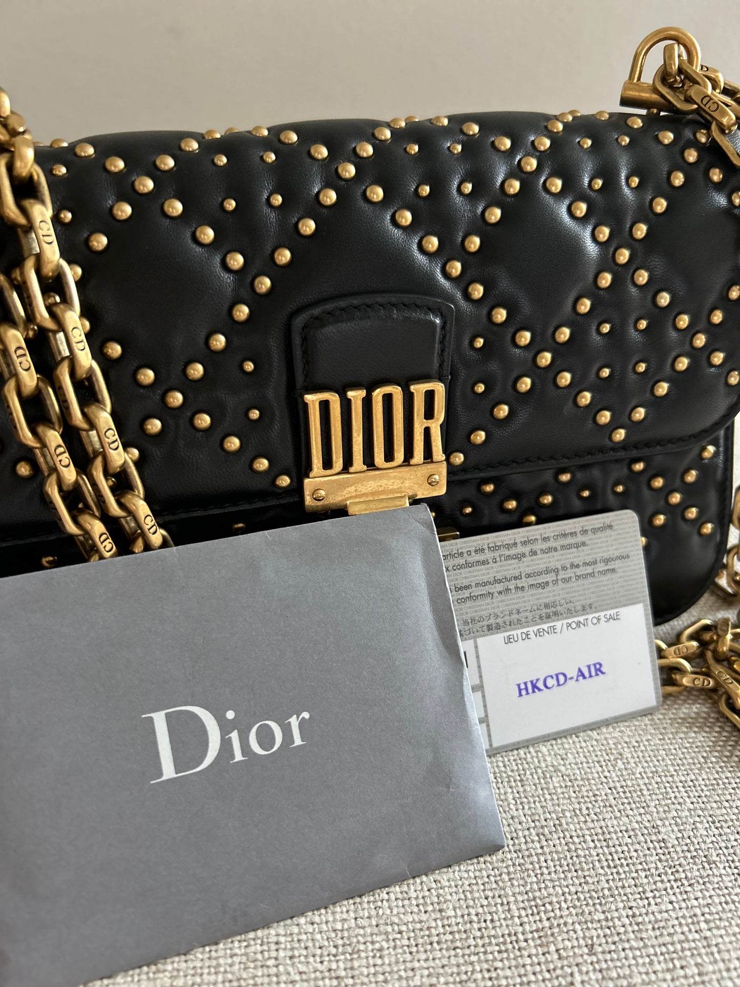 ChristianDior Addict Mini Flap Black Studded Shoulder Bag