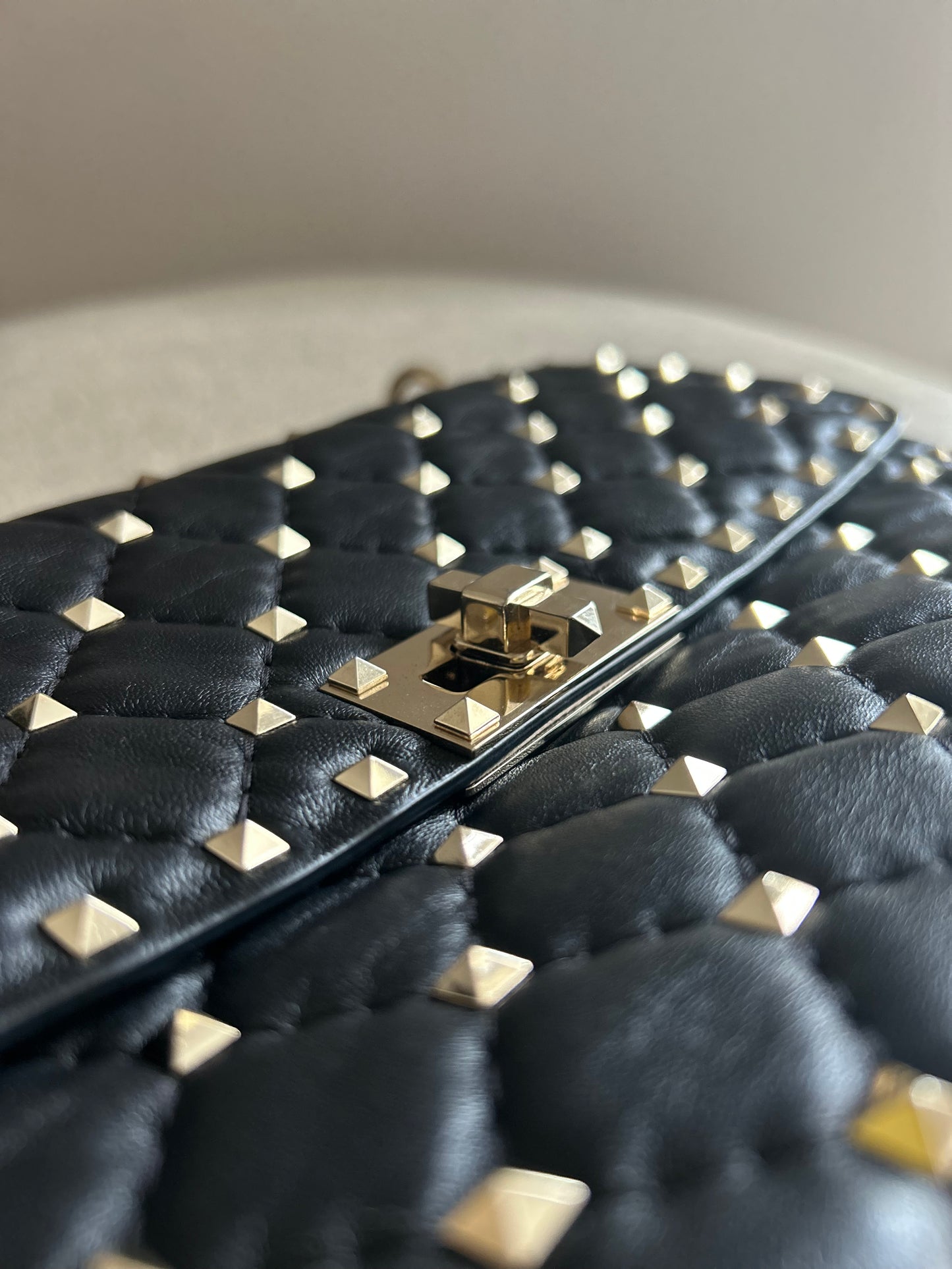 Valentino Black Rockstud Flap Bag