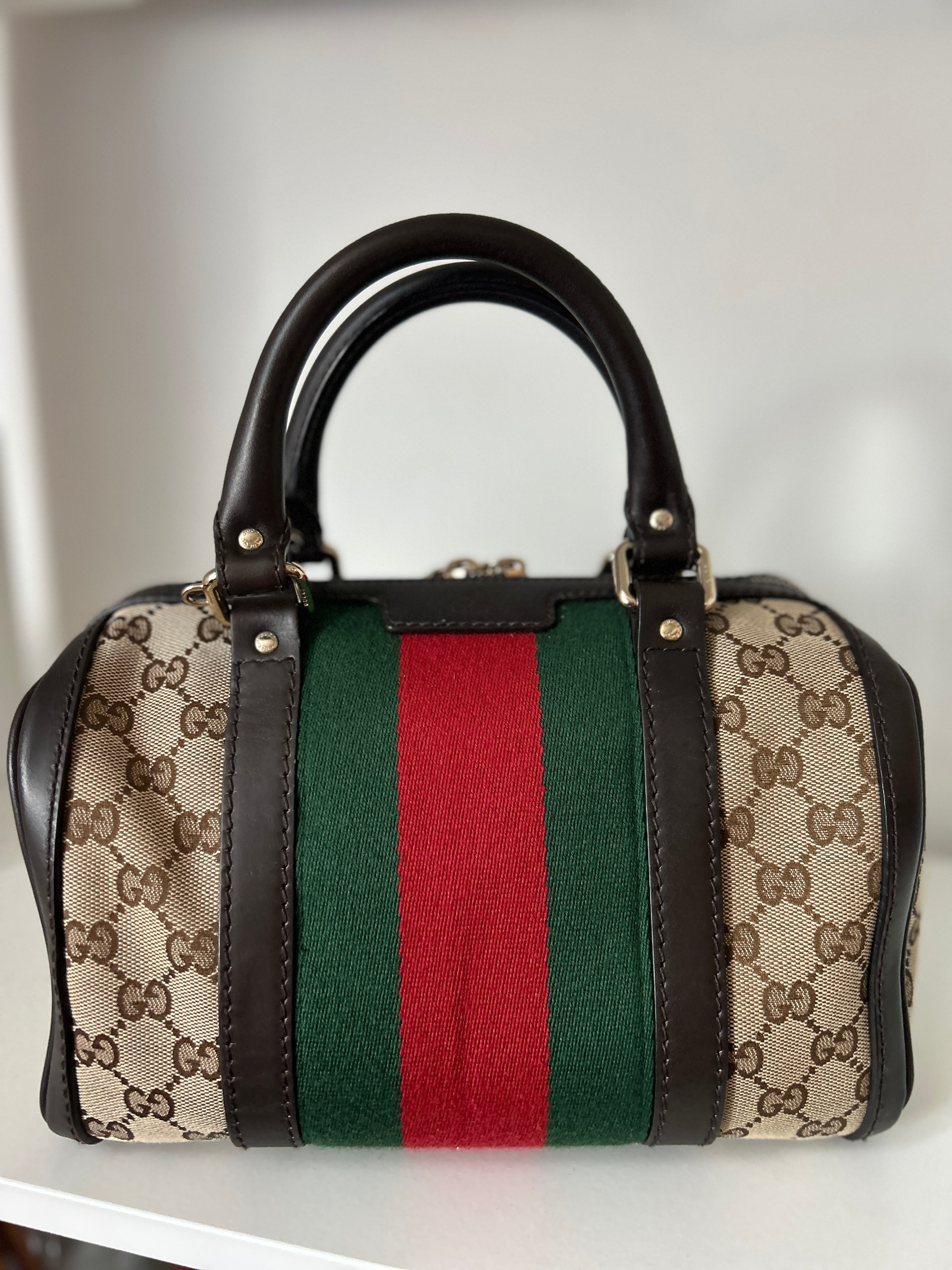 バッグ GUCCI Vintage GGPlus Mini Boston Handbag Gucci Plus Mini Boston Bag Beige Leather Vintage Excellent