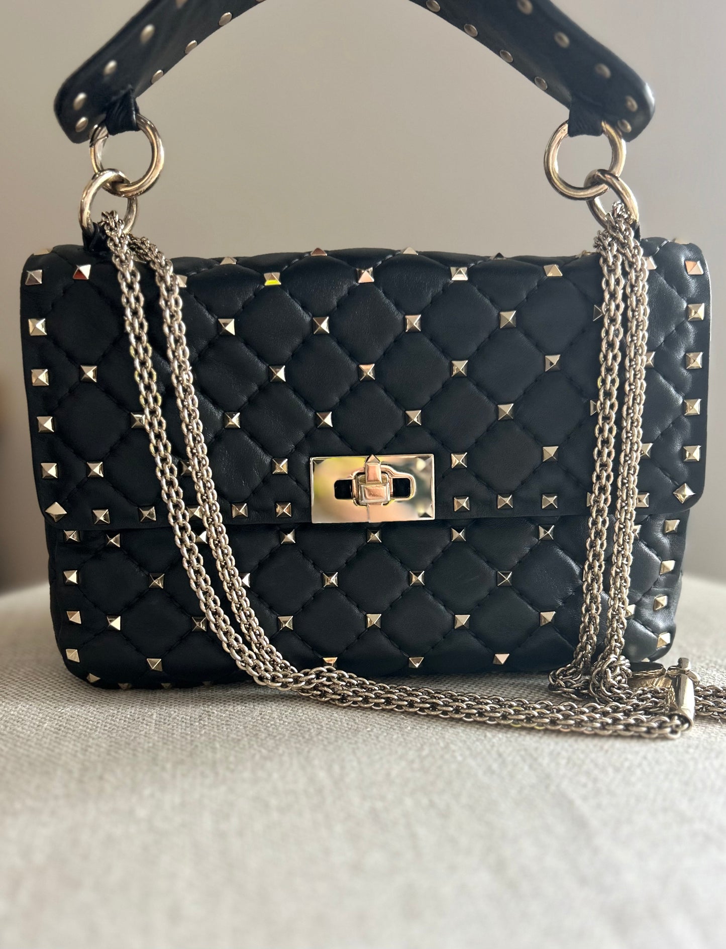 Valentino Black Rockstud Flap Bag