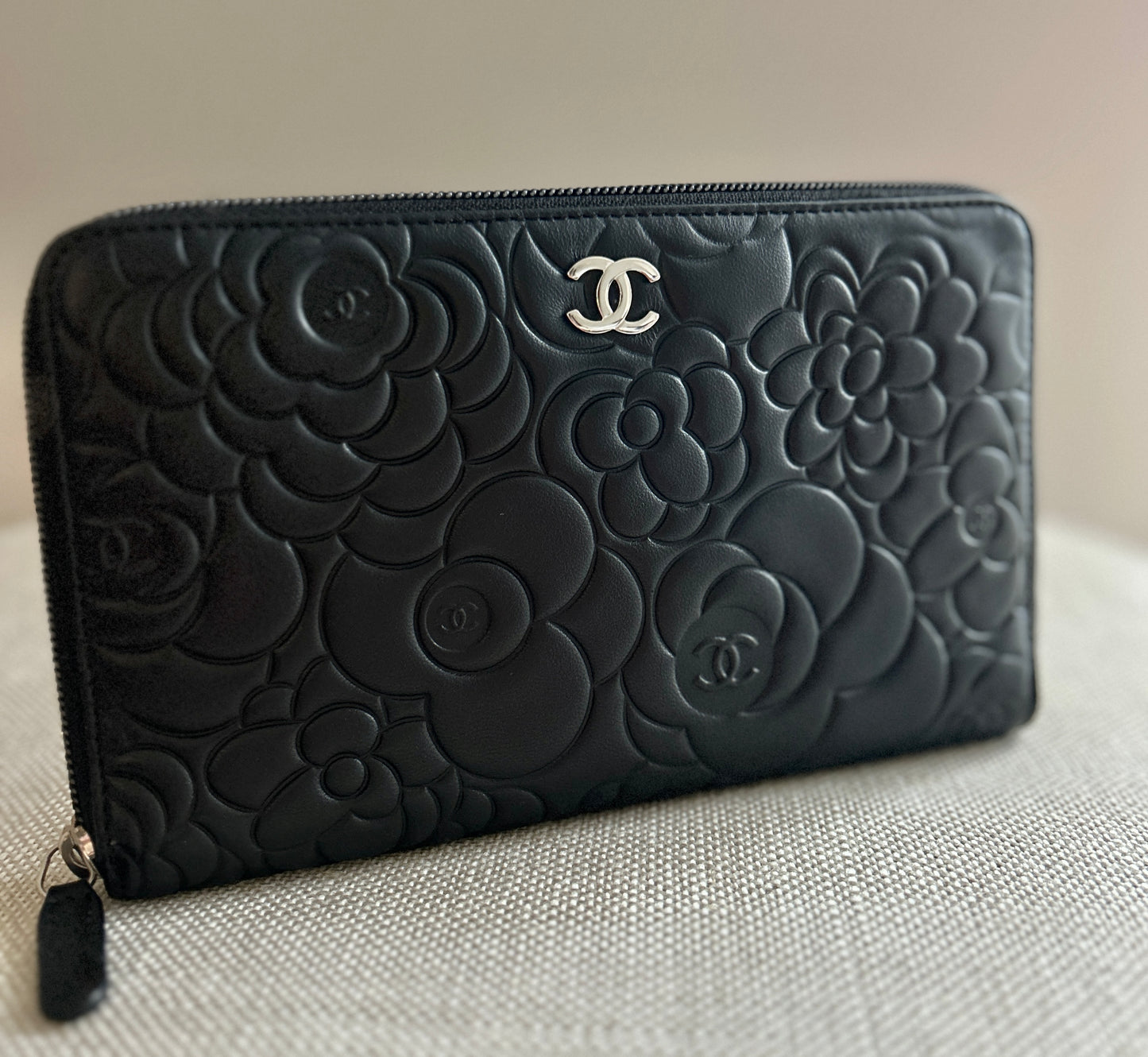 Chanel Camellia Wrap Around Zip Wallet