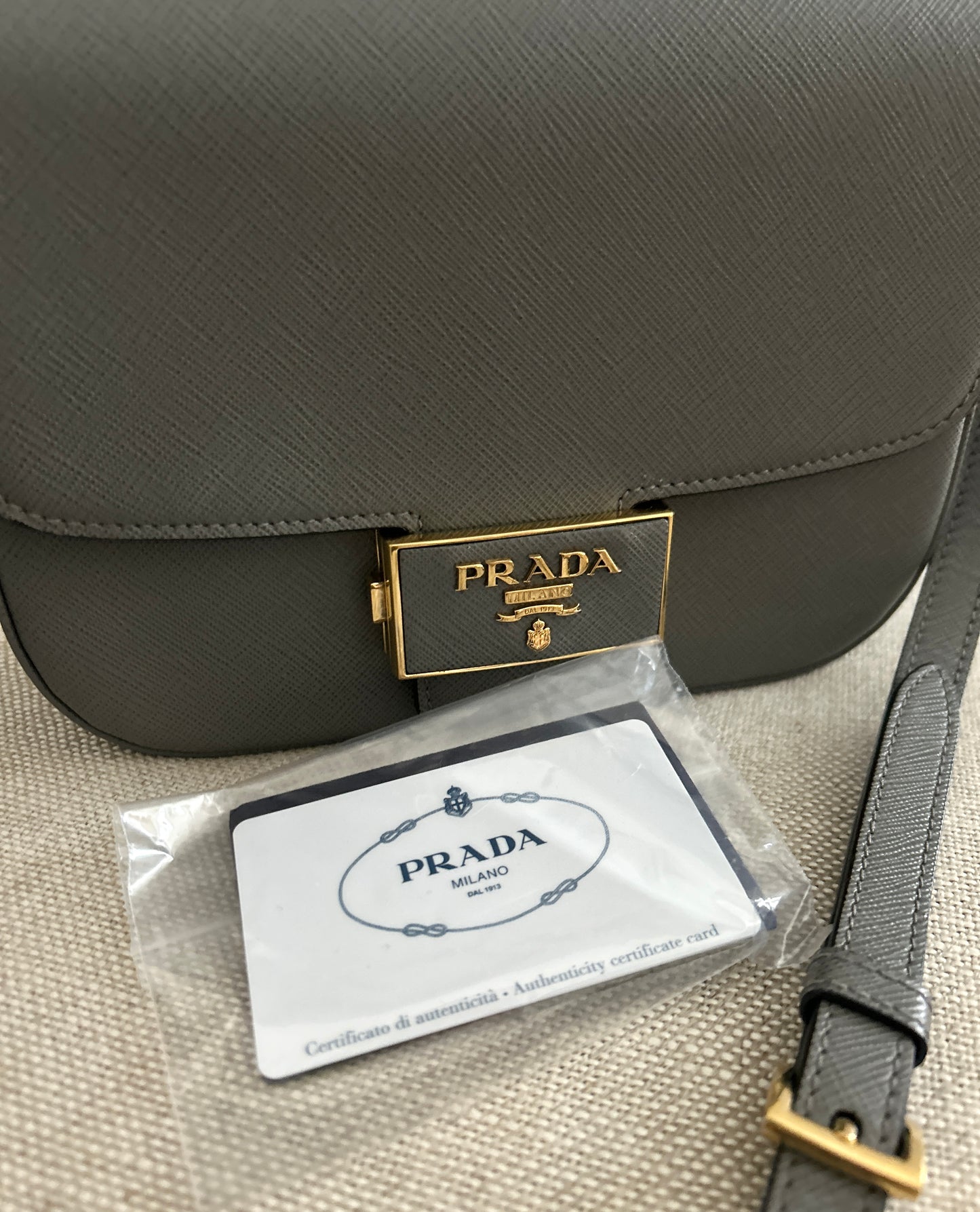 Prada Saffiano Embleme Shoulder Bag