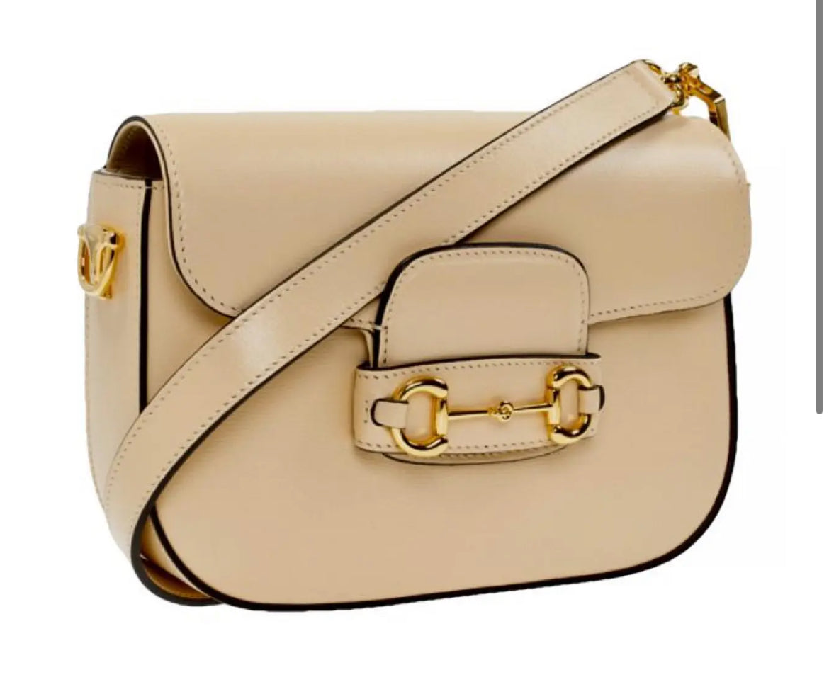 GUCCI 
Azalea Calfskin Horsebit 1955 Shoulder Bag- Cream